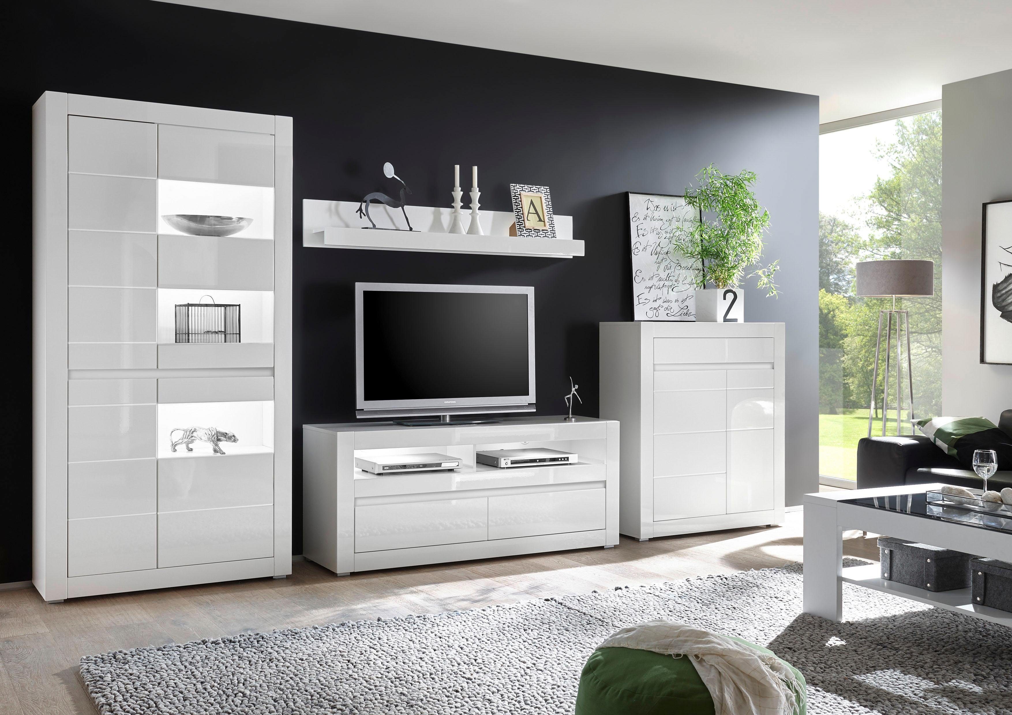 INOSIGN Wohnwand Carat, (Set, 4-St), wird jeweils mit zwei Leisten angeliefert, 1 x grau, 1 x weiss