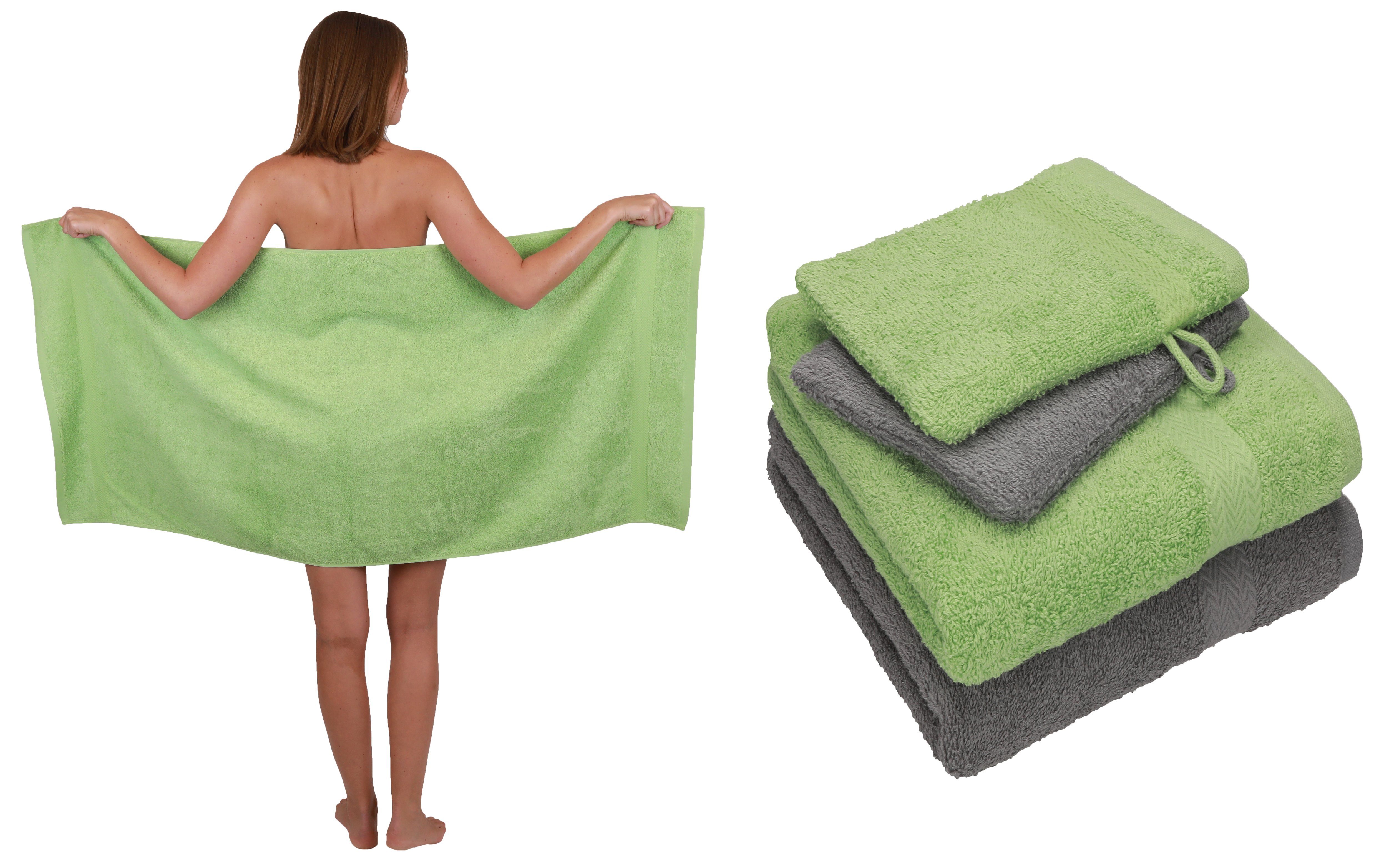 Betz Handtuch Set apfelgrün Baumwolle, 2 2 (5-tlg) 1 Pack Set Single Handtücher 5 Waschhandschuhe, Baumwolle 100% Handtuch Betz Duschtuch TLG