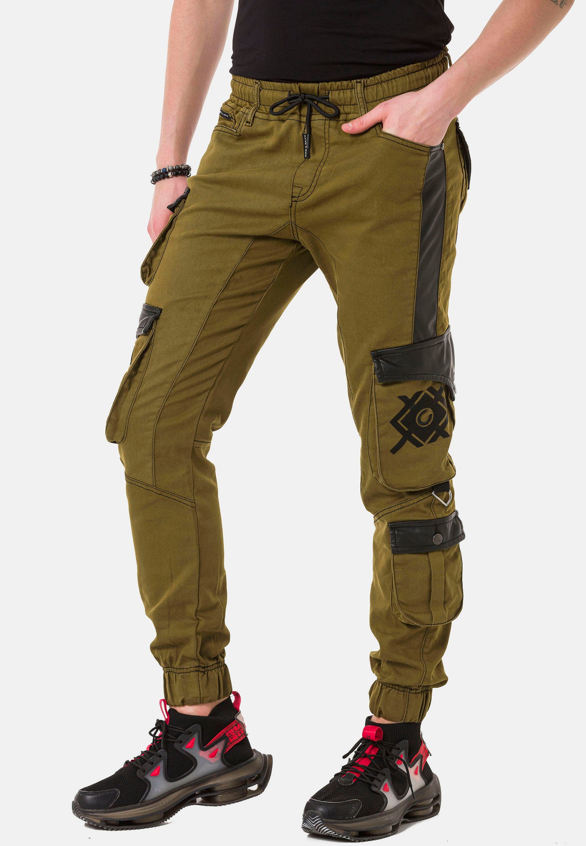 Baxx im Cipo Straight-Jeans Designer-Look khaki &