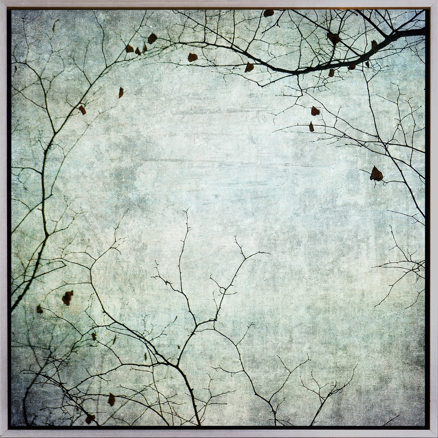 queence Leinwandbild Kirschblüten, Abstrakt, Blätter, Blätterbilder, Kunst, Modern, mit einem Schattenfugenrahmen veredelt