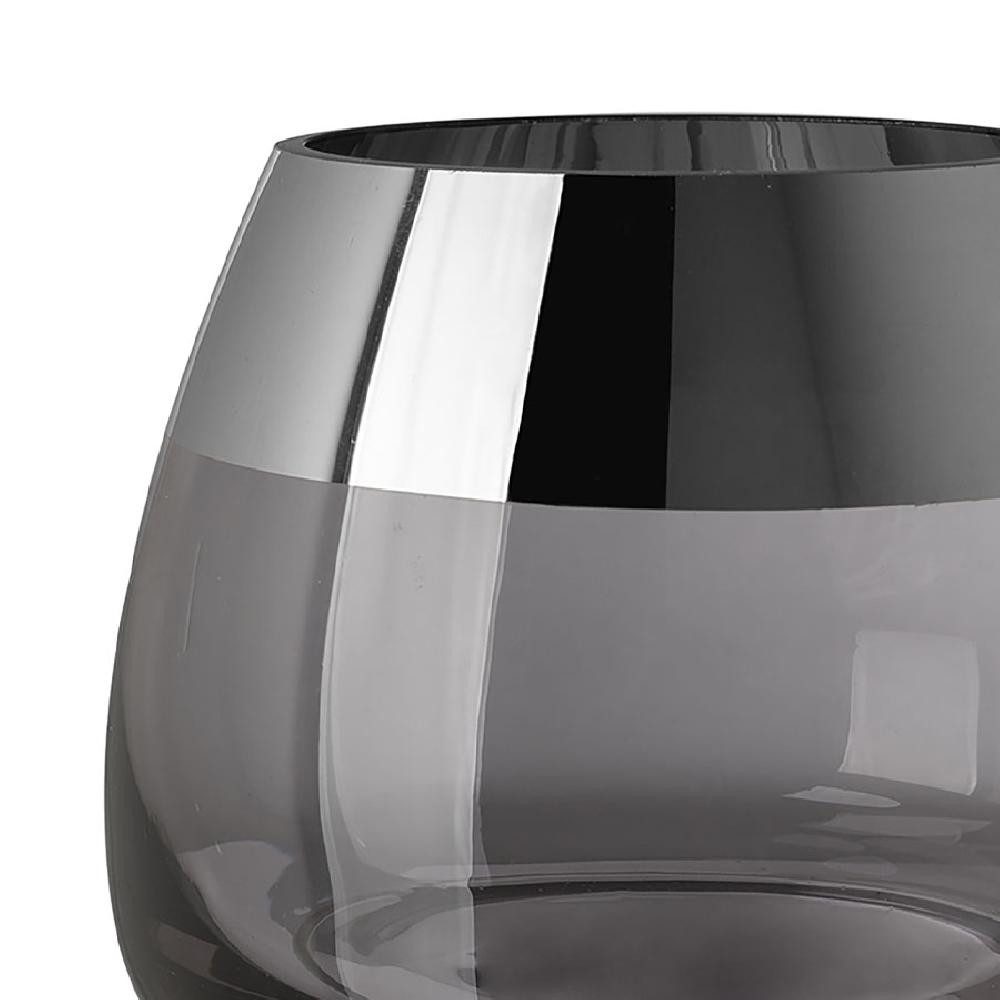 Fink Kerzenhalter Windlicht Bella Grau mit Platinrand (11cm)