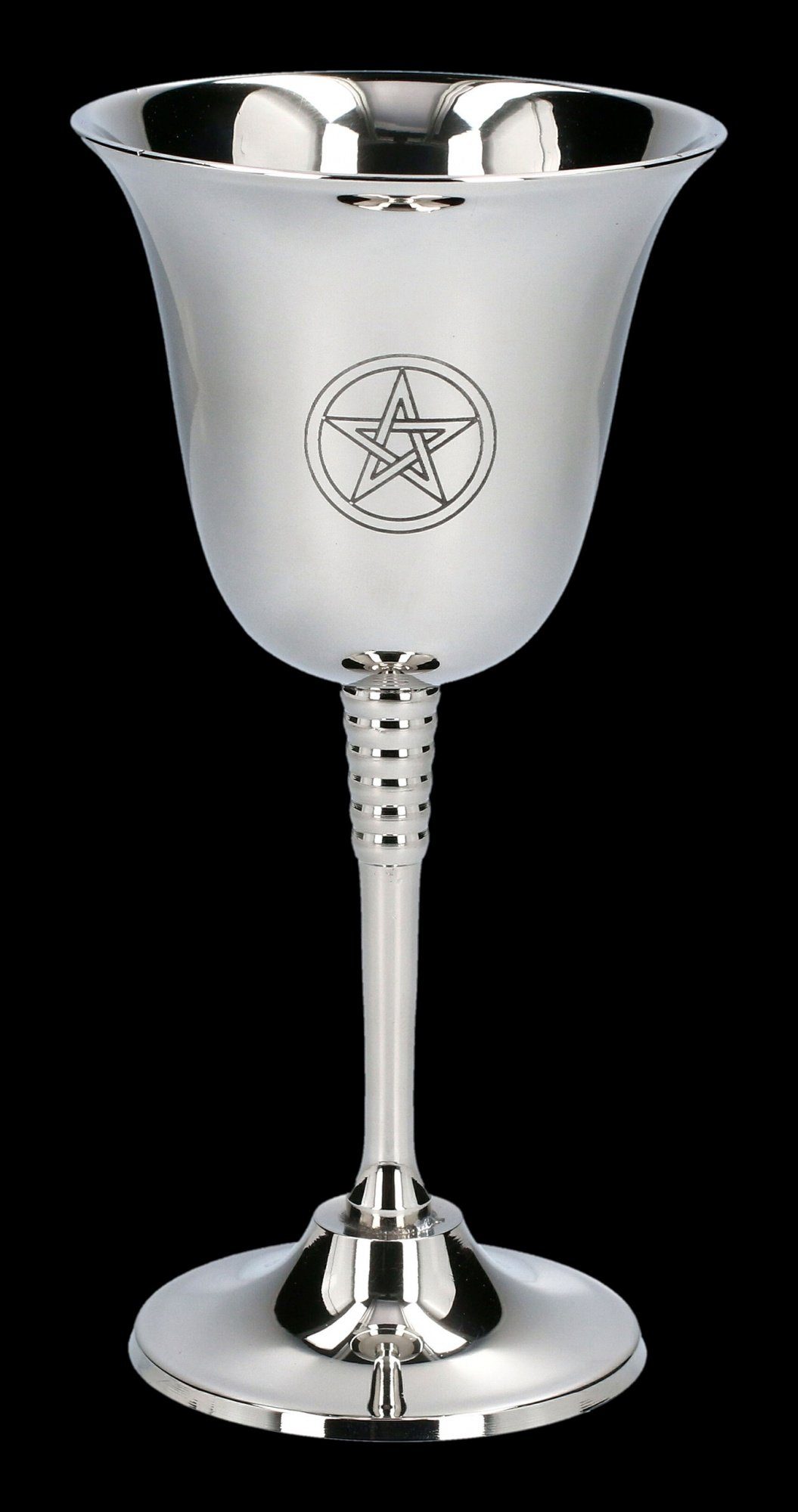 Figuren Shop GmbH Becher Ritual Kelch 125 ml - Pentagramm - Fantasy Gothic Dekoration, Metall, vernickelt