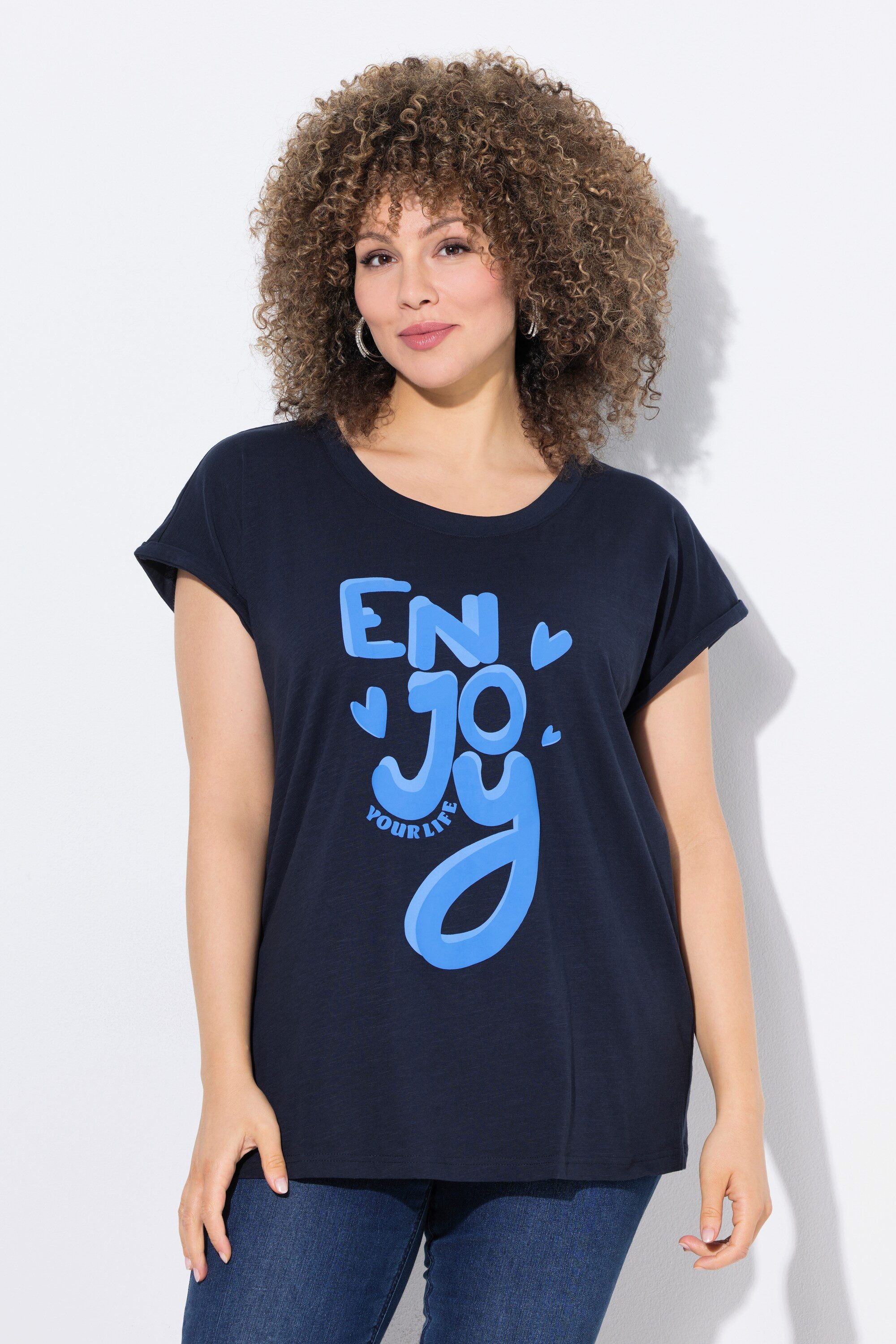 Ulla Popken T-Shirt T-Shirt Enjoy Oversized Rundhals Halbarm günstig online kaufen