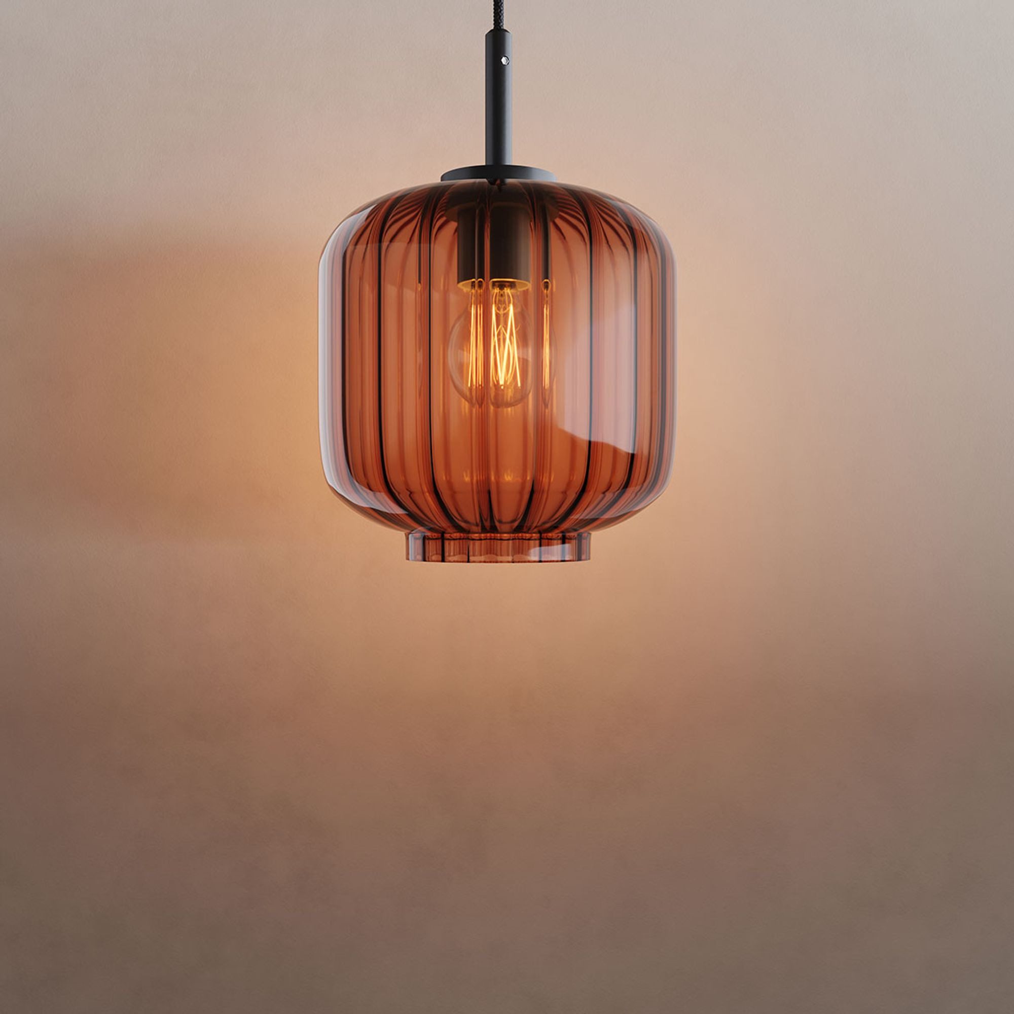 s.luce Pendelleuchte Velo Glas-Pendelleuchte Aufhängung 150cm Schwarz Braun