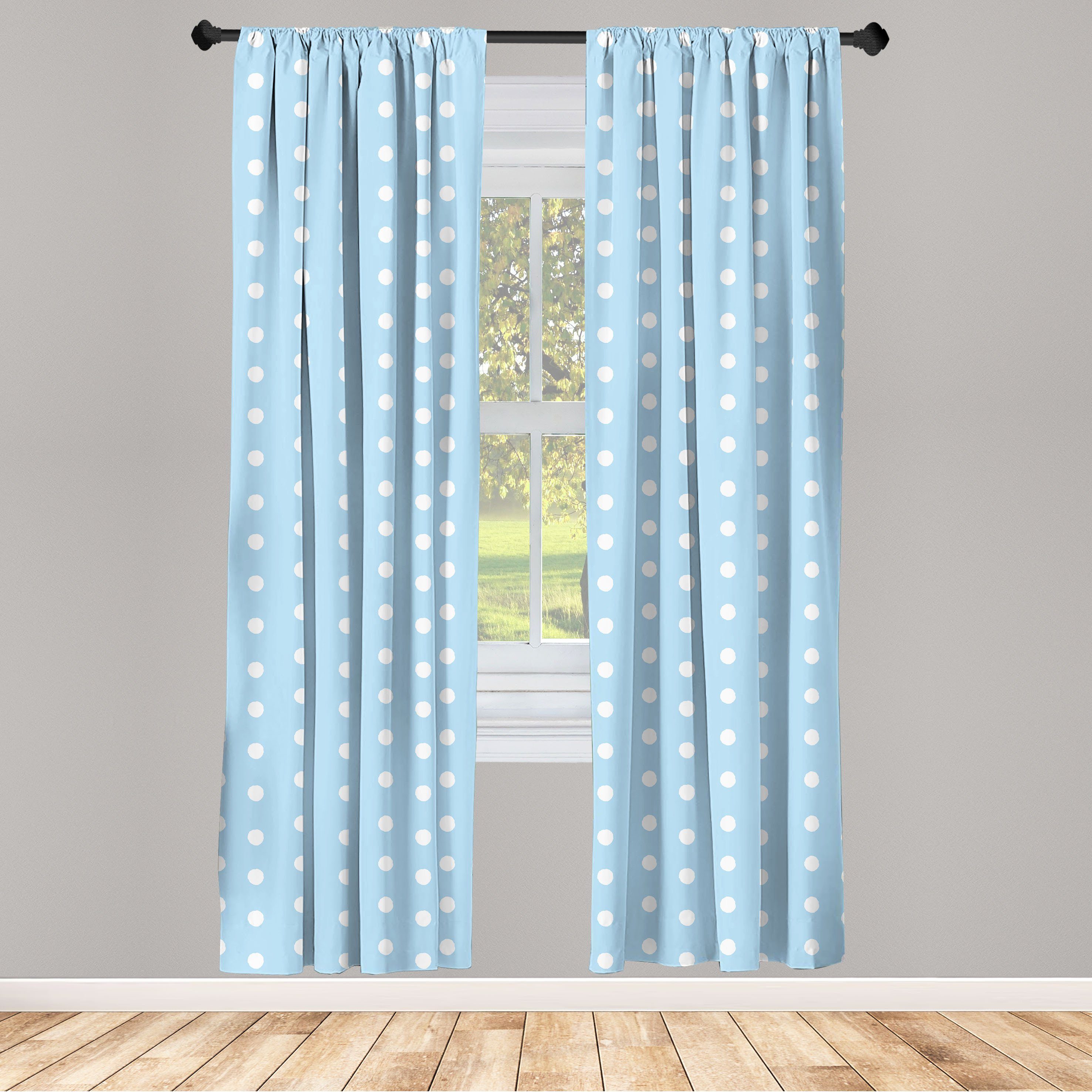 Gardine Vorhang für Wohnzimmer Schlafzimmer Dekor, Abakuhaus, Microfaser, Wasser Tupfen-Blau und Weiß