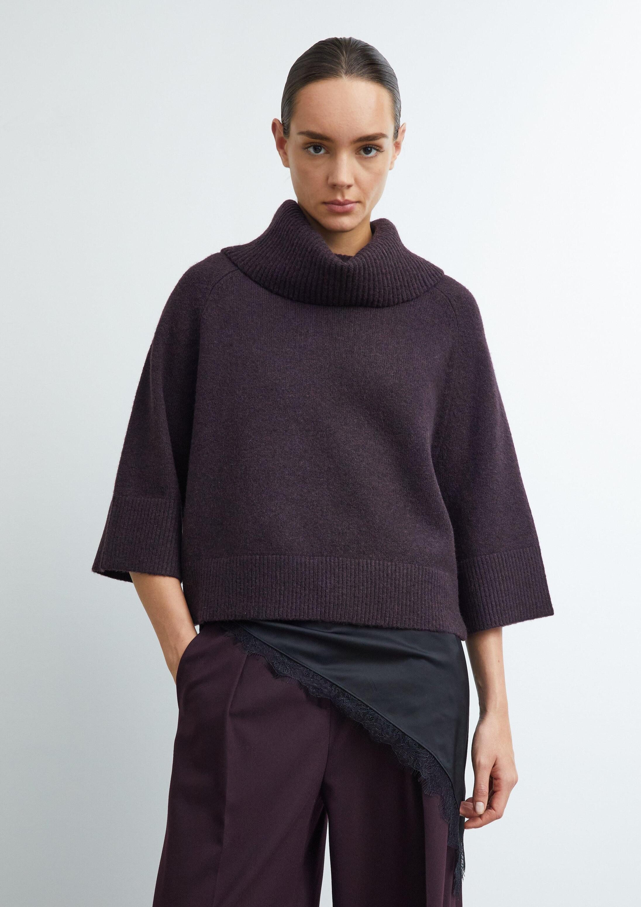 comma 3/4 Arm-Pullover Strickjacke Poncho-Pullover mit weitem Kragen