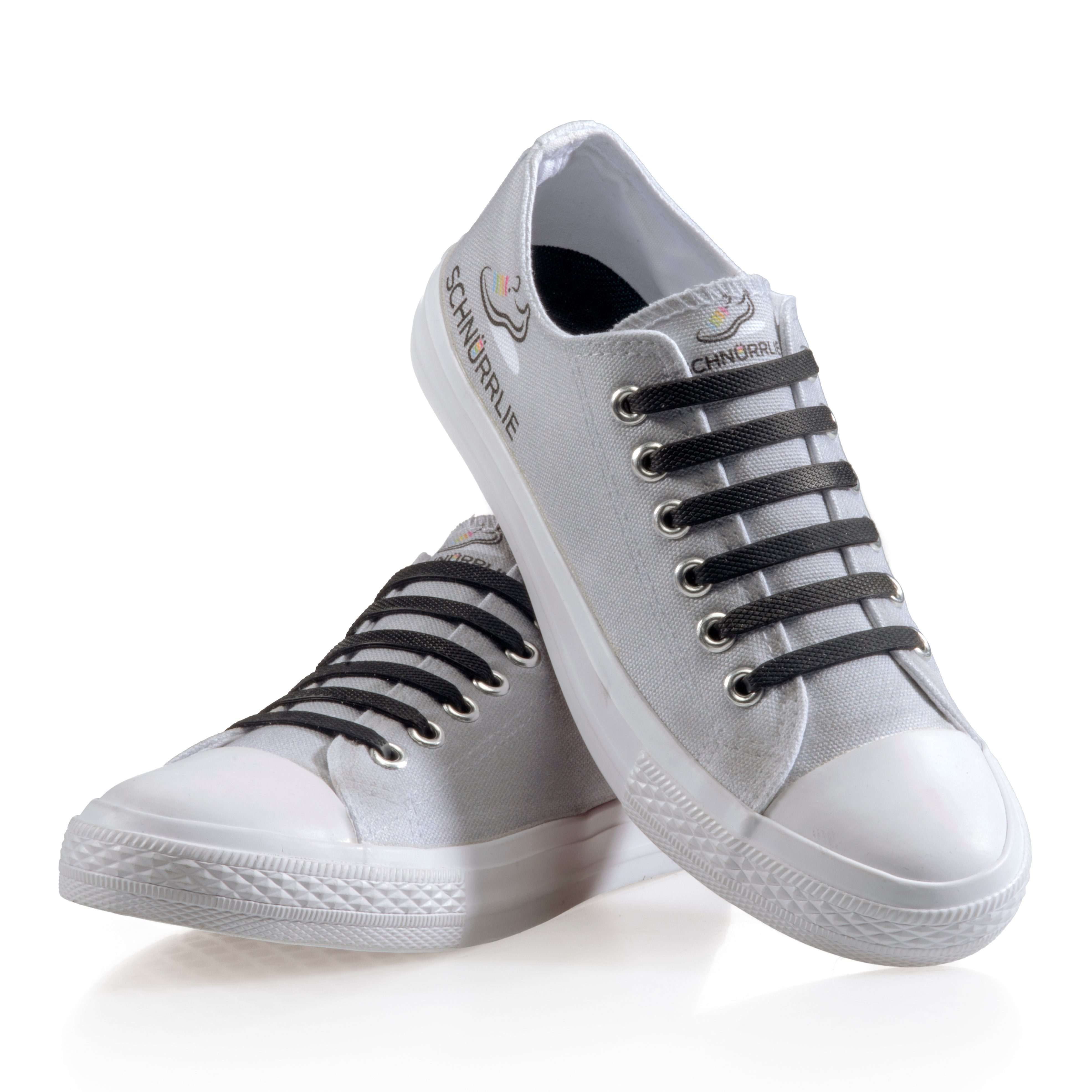 SCHNÜRRLIE Schnürsenkel Silikon elastische Sneaker, Schnürbänder flache für - Schwarz Sportschuhe Laces, Turnschuhe, uvm