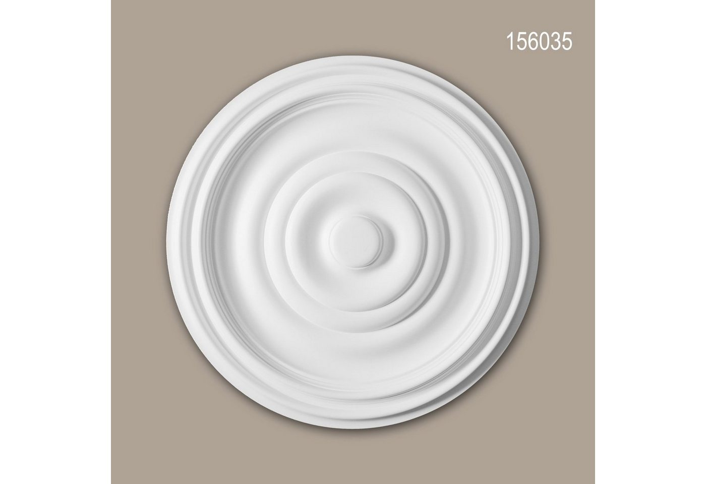 Profhome Decken-Rosette 156035 Rosette aus Polyurethan Deckenrosette Zierelement Ø 48,5 cm (Rosette, 1 St., Deckenrosette, Medallion, Stuckrosette, Deckenelement, Zierelement), weiß, vorgrundiert, Stil: Zeitlos / Klassisch