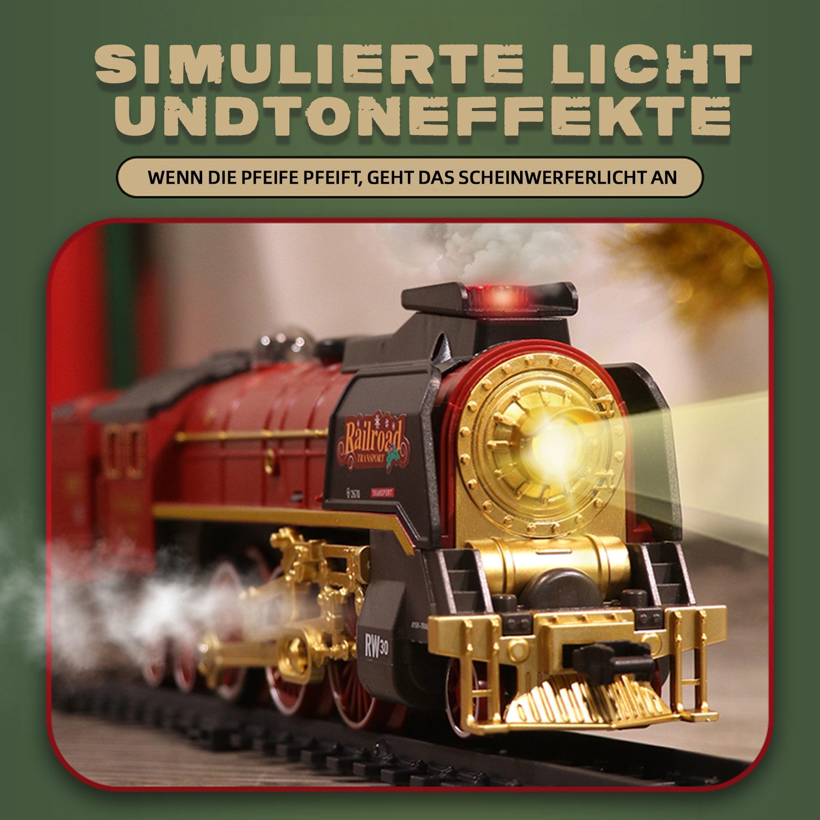 Esun Spielzeug-Zug Eisenbahn Zug Spielzeug, Klassische Elektro-Eisenbahn mit Schienenoval, (Set, Komplettset), Geschenk für Frauen Männer Kinder Erwachsene