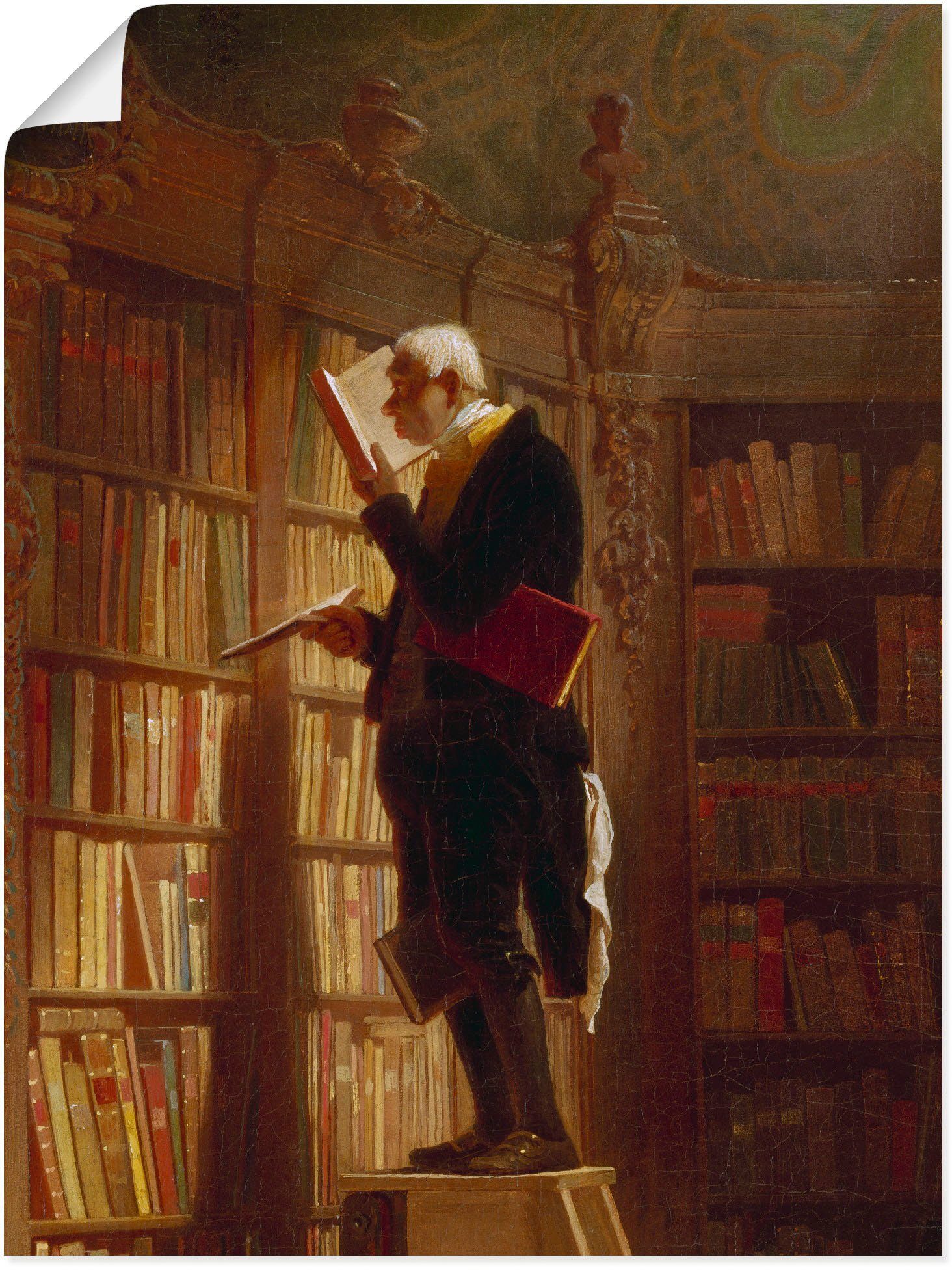 Artland Wandbild Der Bücherwurm (Detail). Um 1850, Mann (1 St), als  Leinwandbild, Wandaufkleber oder Poster in versch. Größen | Poster