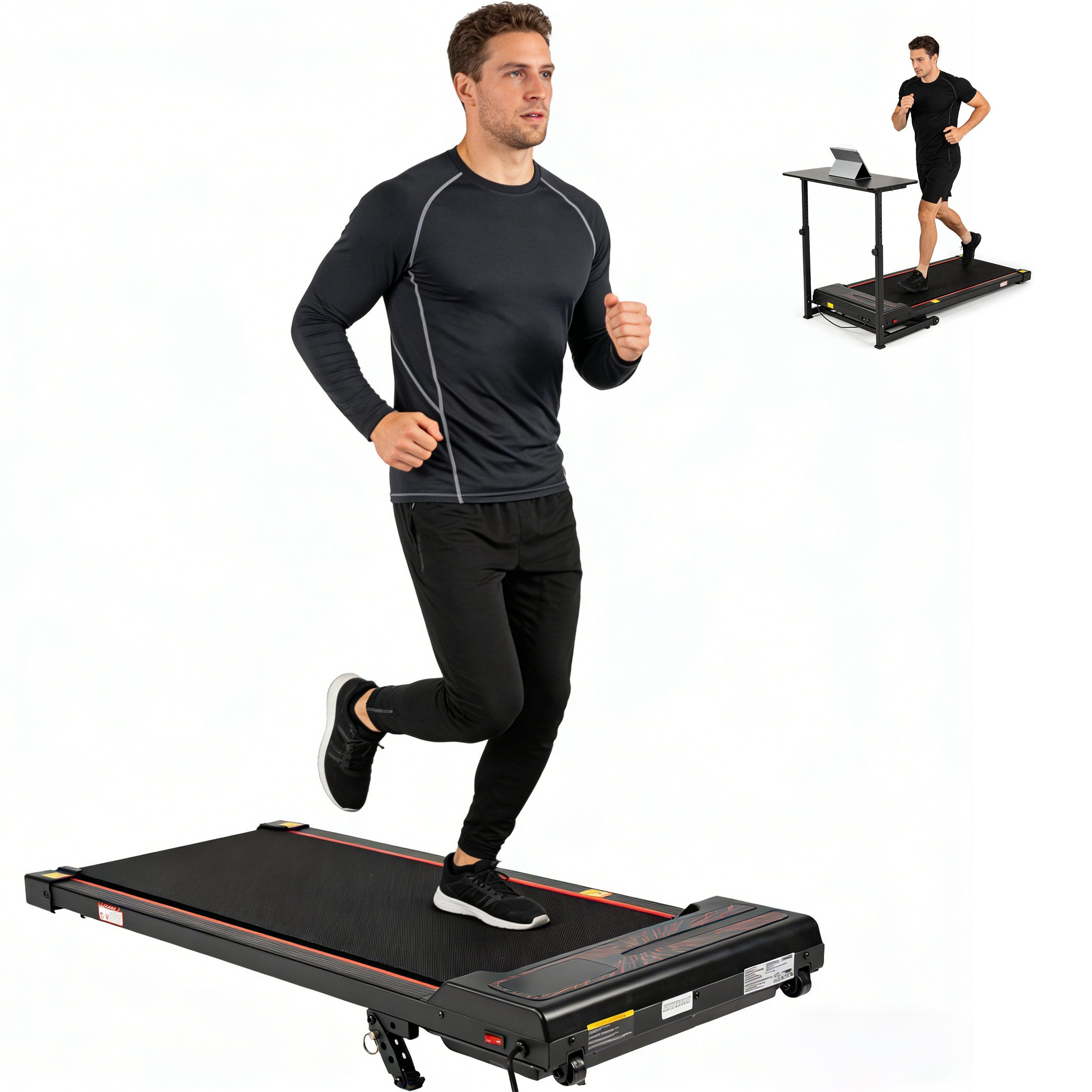 Vankel Laufband Walking Pad, Laufband für Zuhause, bis 6 km/h, max. 110kg (mit LED-Display & Fernbedienung), leise und kompakt, Laufband für Zuhause, mit 6% Steigung