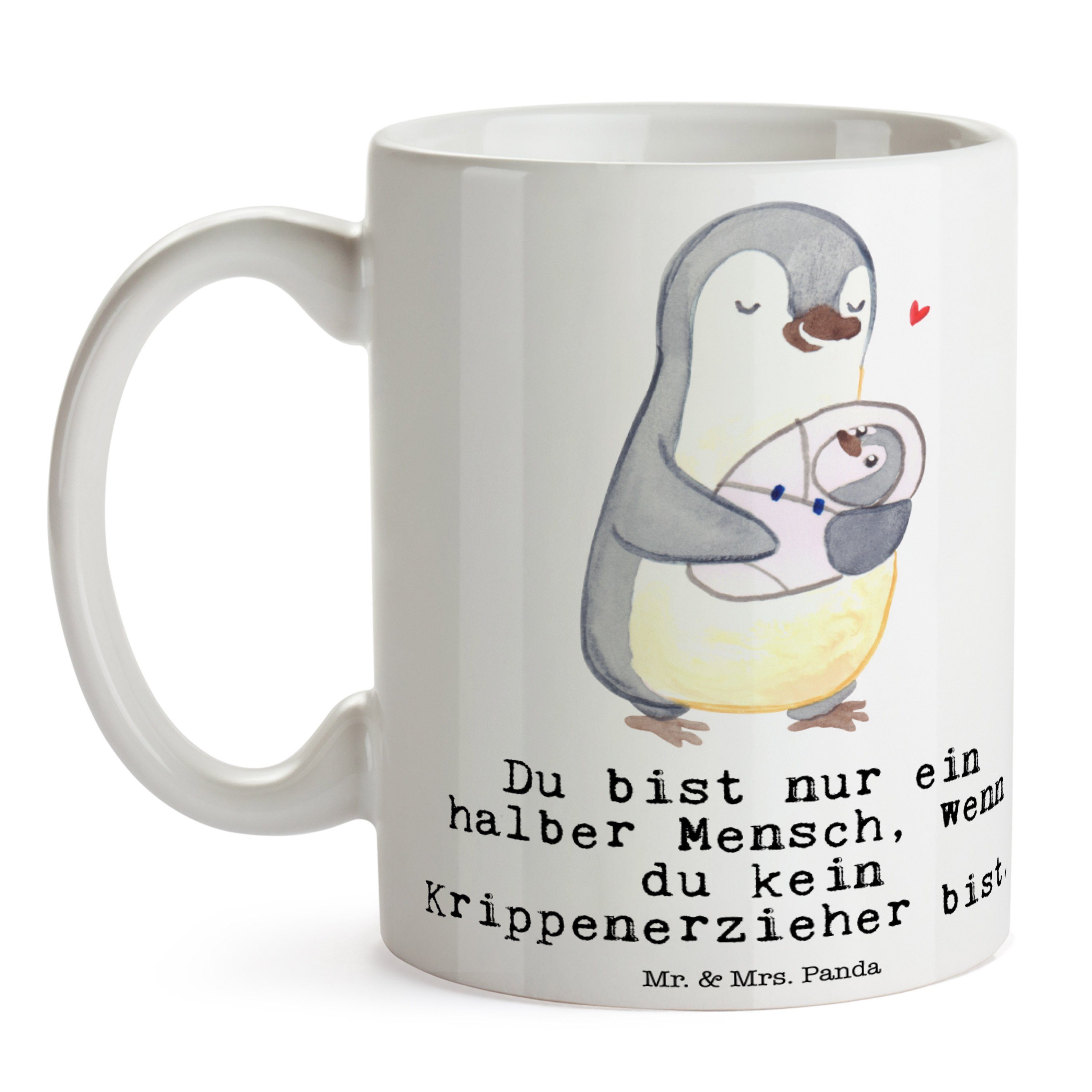 Mr. & mit Weiß - Herz Mrs. Geschenk - Dankeschö, Tasse Keramik Tasse, Krippenerzieher Panda Geschenk