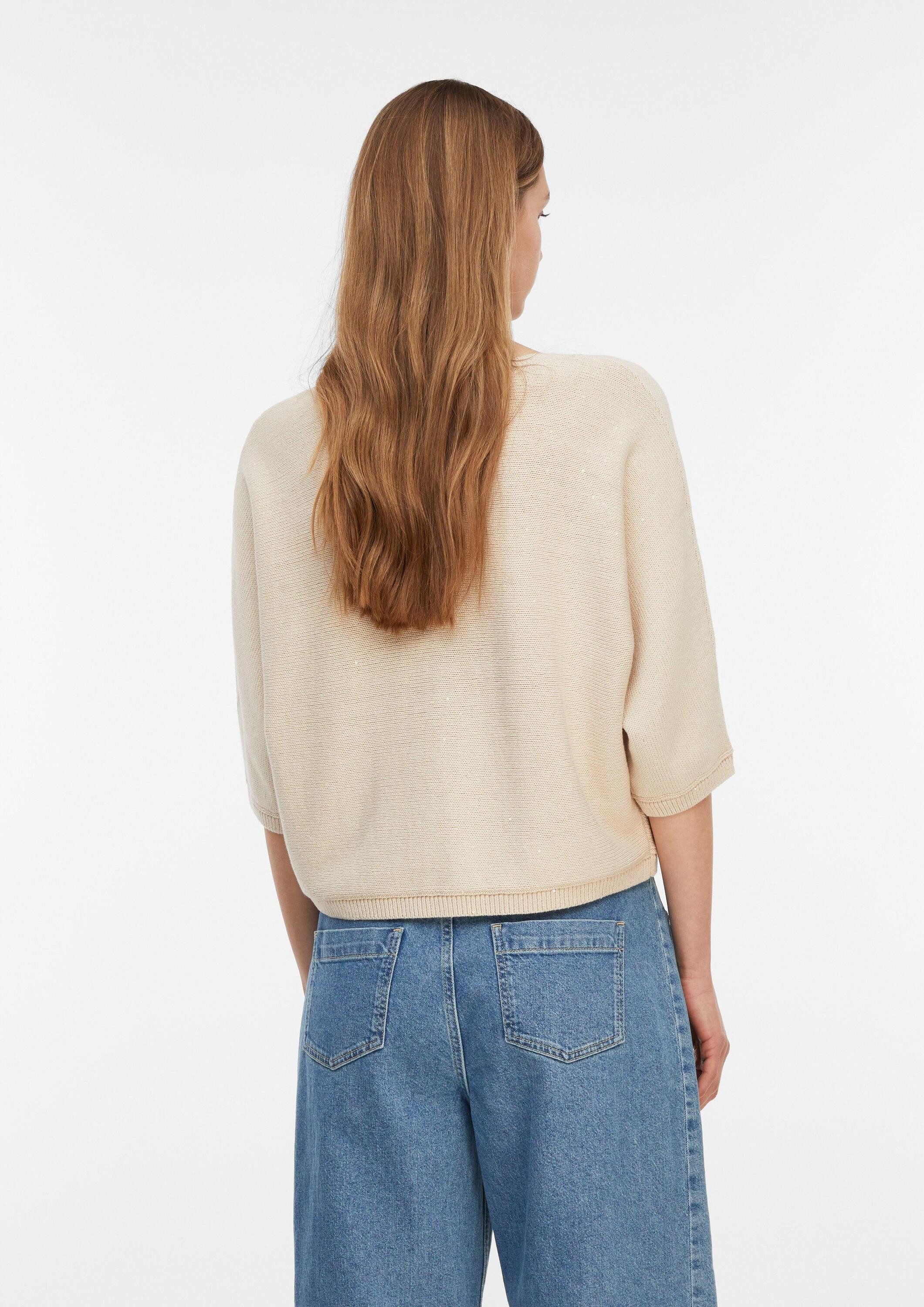 comma 3/4 Arm-Pullover Strickpullover Fledermaus-Pullover mit Pailletten
