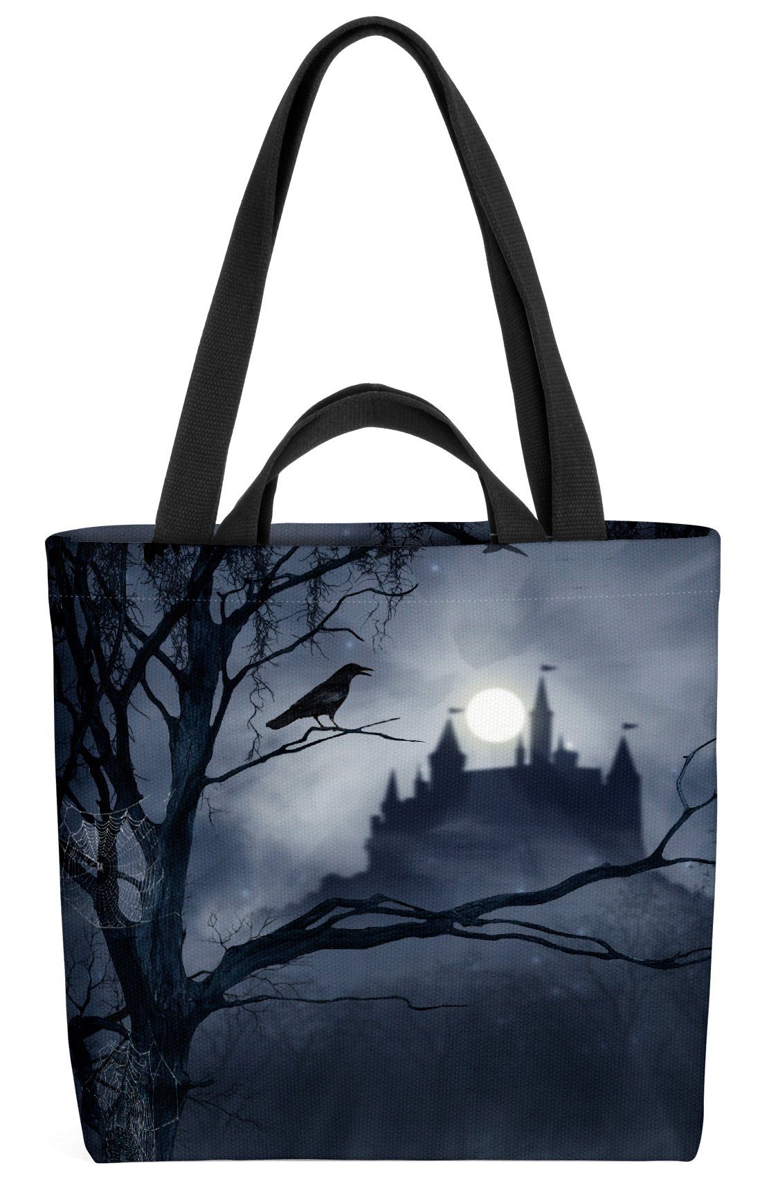 Rabe (1-tlg), Dracula Gruselschloss Mond VOID Mond Rabe Henkeltasche Schlos Vampir Gruselschloss