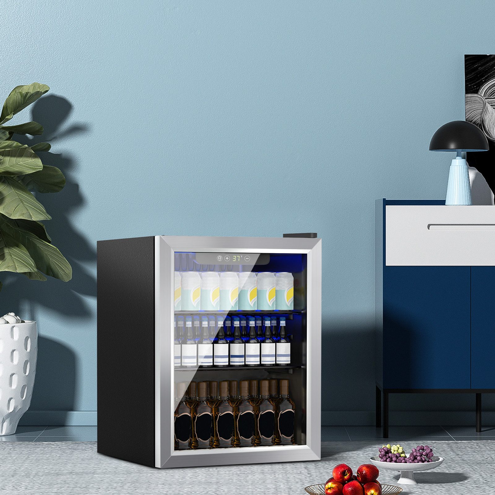 DollarDash Getränkekühlschrank JC-48-F, 57.5 cm hoch, 41.5 cm breit, LED-Leuchte, Hochentwickelte Temperatursteuerung, Energieeffizient