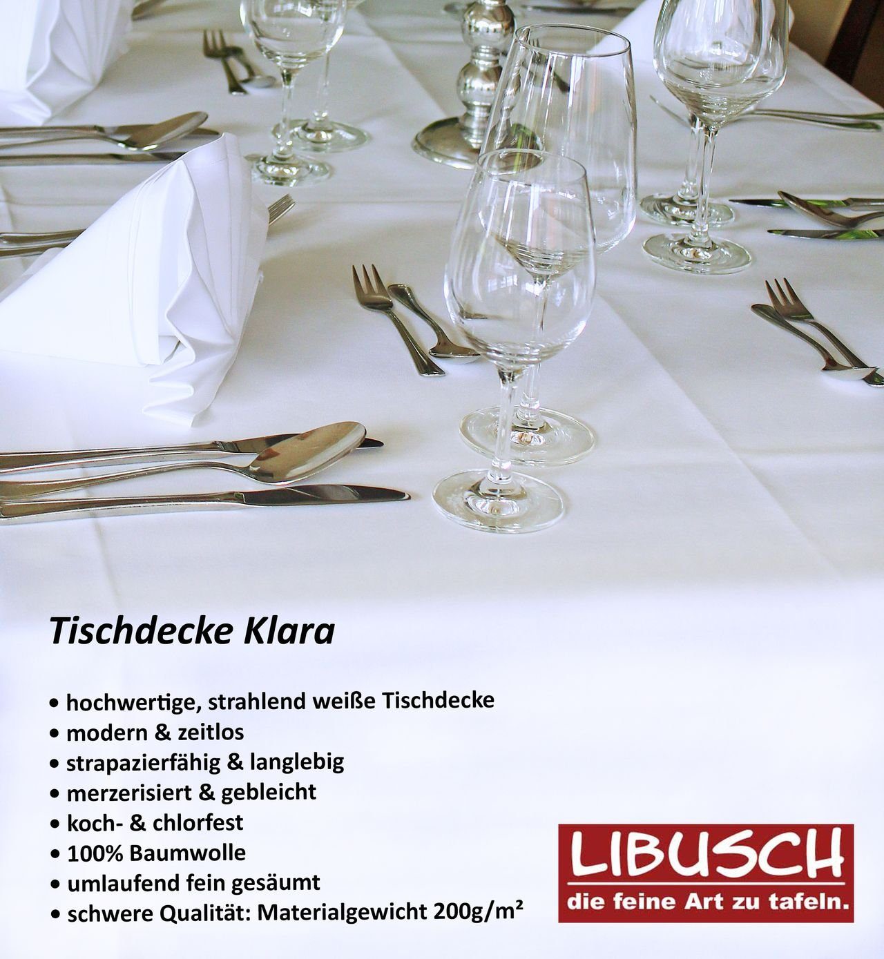 Libusch® Tischdecke Klara, ECKIG, Hochzeit, weiß, Vollzwirn Baumwolle, Größ günstig online kaufen