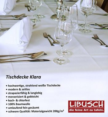 Libusch® Tischdecke Klara, ECKIG, Hochzeit, Vollzwirn Baumwolle, Größe wählbar (1-tlg), UNI glatt