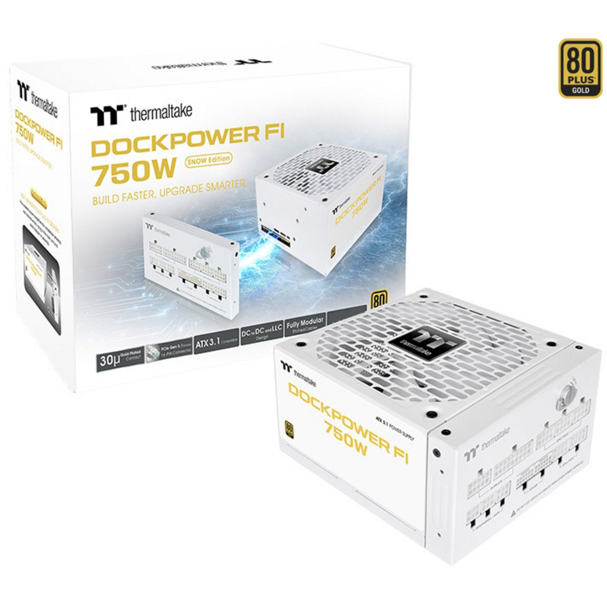 Thermaltake Thermaltake Dockpower FI 750W Snow, PC-Netzteil, PC-Netzteil (80 PLUS Gold)