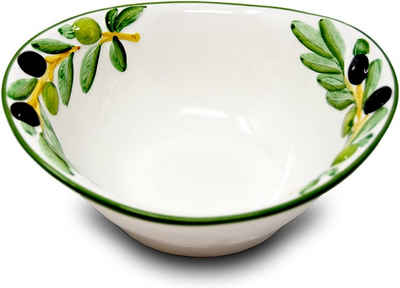 Lashuma Salatschüssel »Olive«, Keramik, (1-tlg), Ovale Suppenschale mit Oliven Relief Dekor 20x17 cm