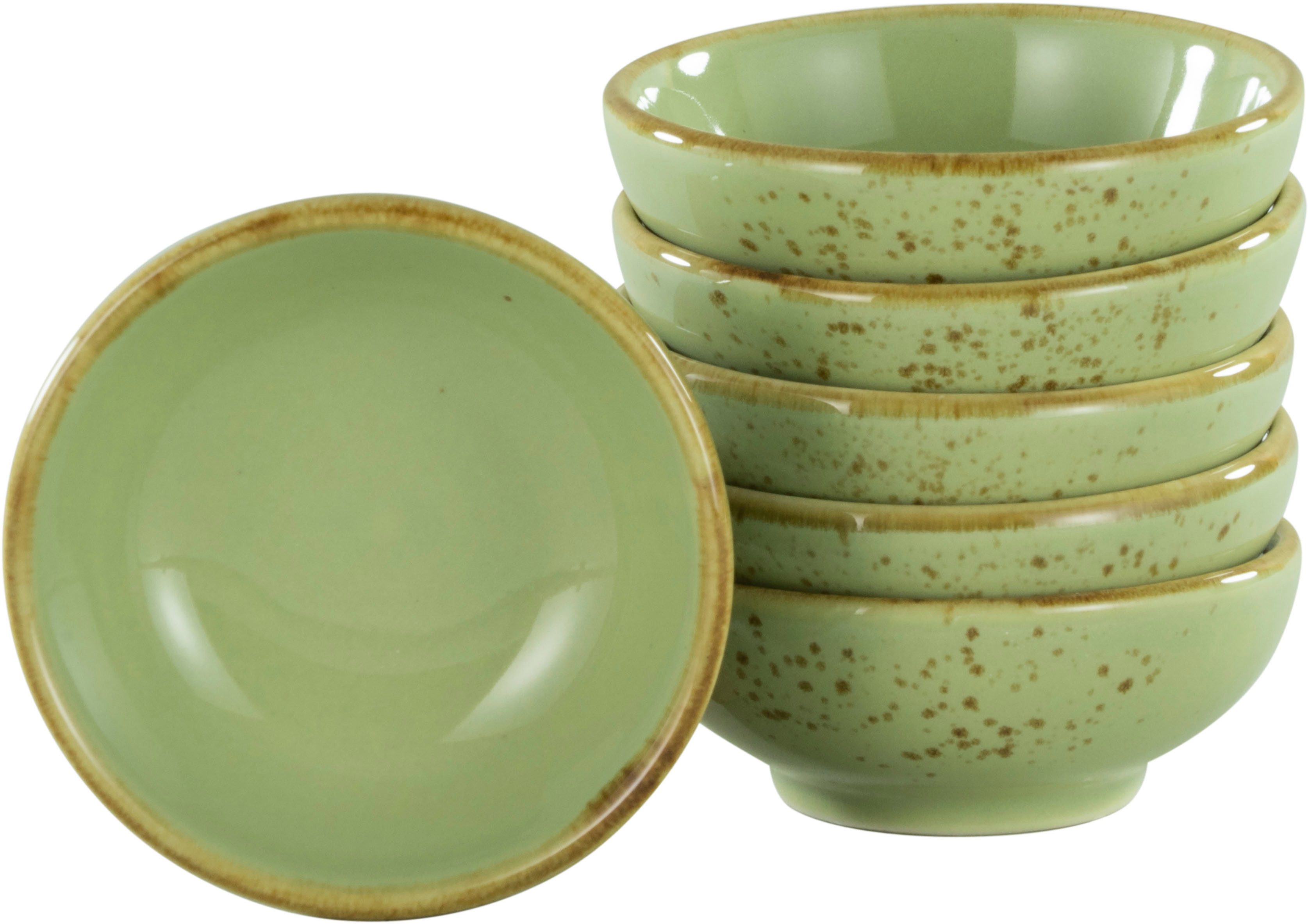 CreaTable Tapas-Schale NATURE COLLECTION, Steinzeug, (Set, 6-tlg), Snackschale, Dipschale, Servierschale, Ø 8 cm