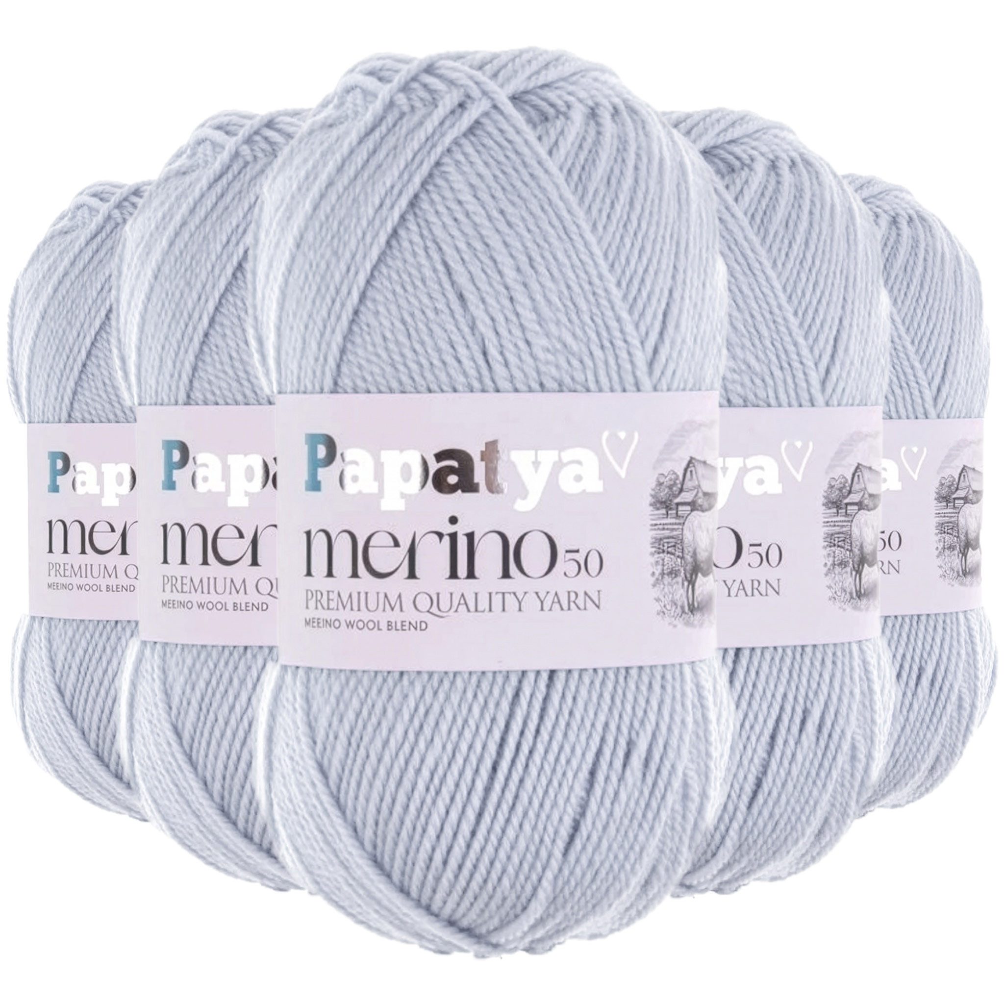 maDDma 5x100g Winterwolle Papatya Merin50 Strickgarn Häkelgarn Häkelwolle, 1050 m (Sparpaket (5 Knäuel je 100g), 5-St), hellflieder