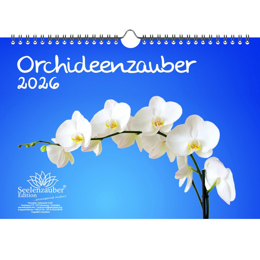 Seelenzauber Wandkalender Orchideenzauber DIN A4 Kalender für 2026 Orchideen und Blüten
