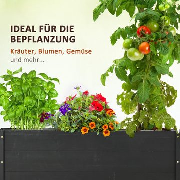 Outsunny Hochbeet mit Rollen (Pflanzbeet, 1 St., Pflanzkasten), für Garten, Balkon, Schwarz