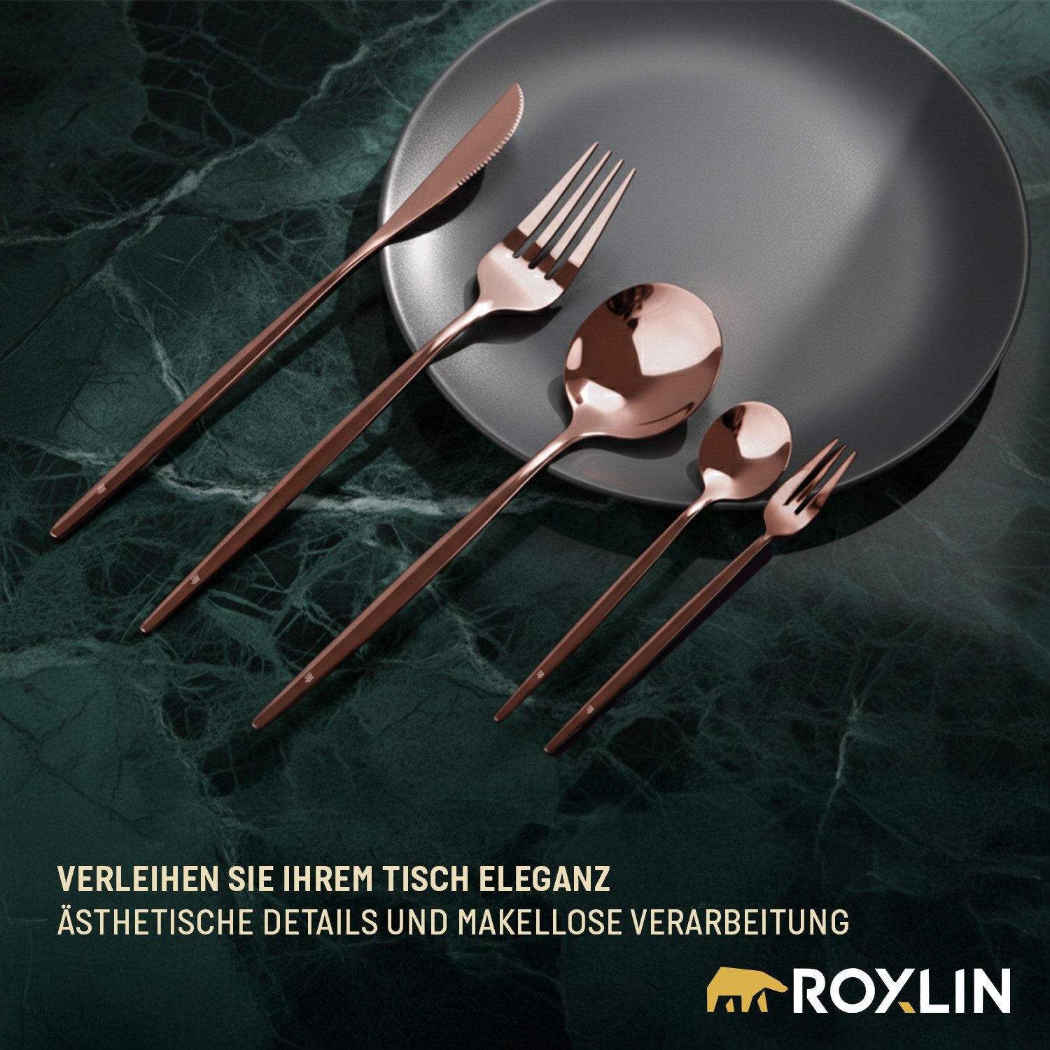 Roxlin Besteck-Set 30-teiliges Edelstahl-Besteckset modern & elegant 4 Farbe