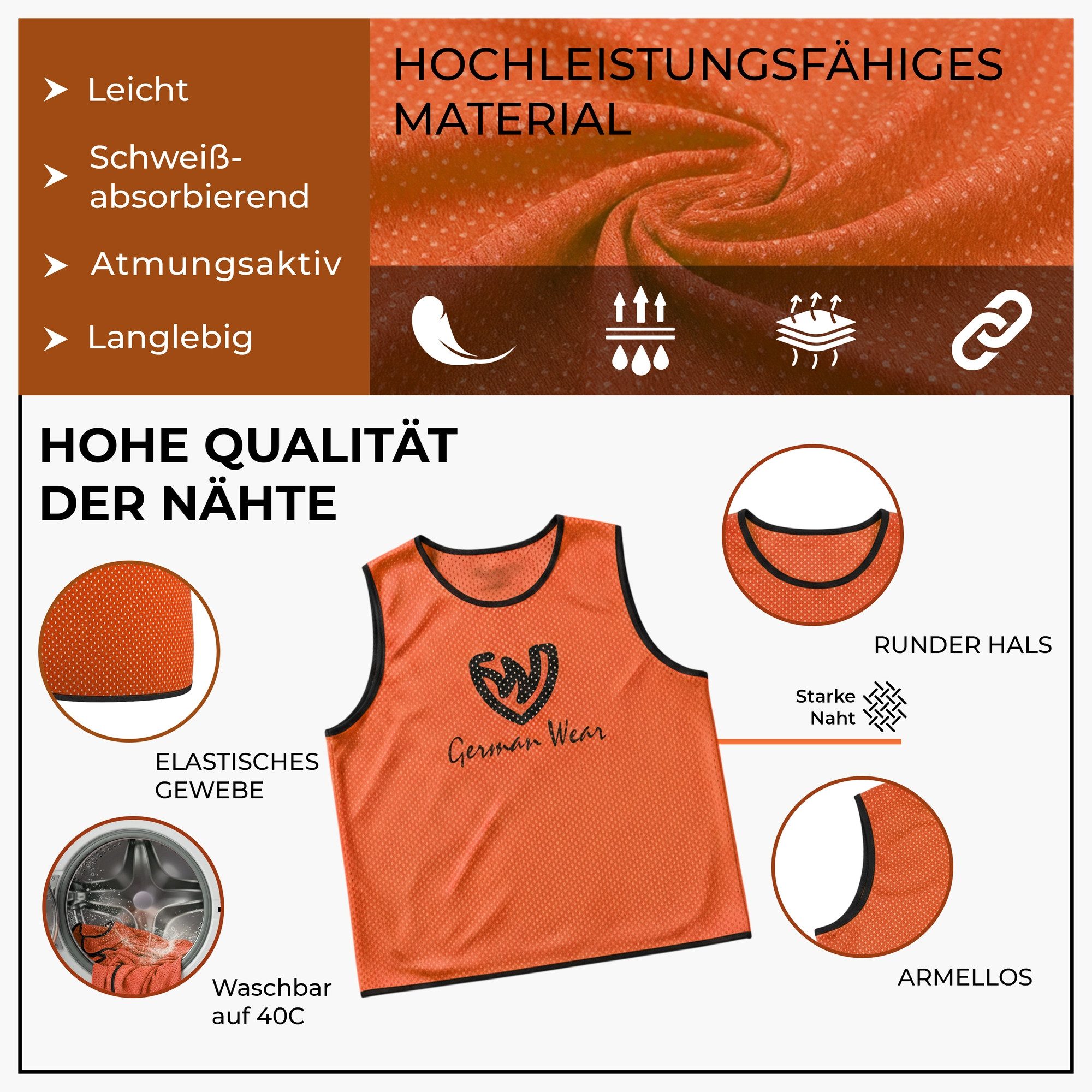 German Wear Trainingsleibchen GWLB01 10er Pack (Spar-Set, 10er Pack) 10x German Wear Fußball Leibchen Trainingsleibchen