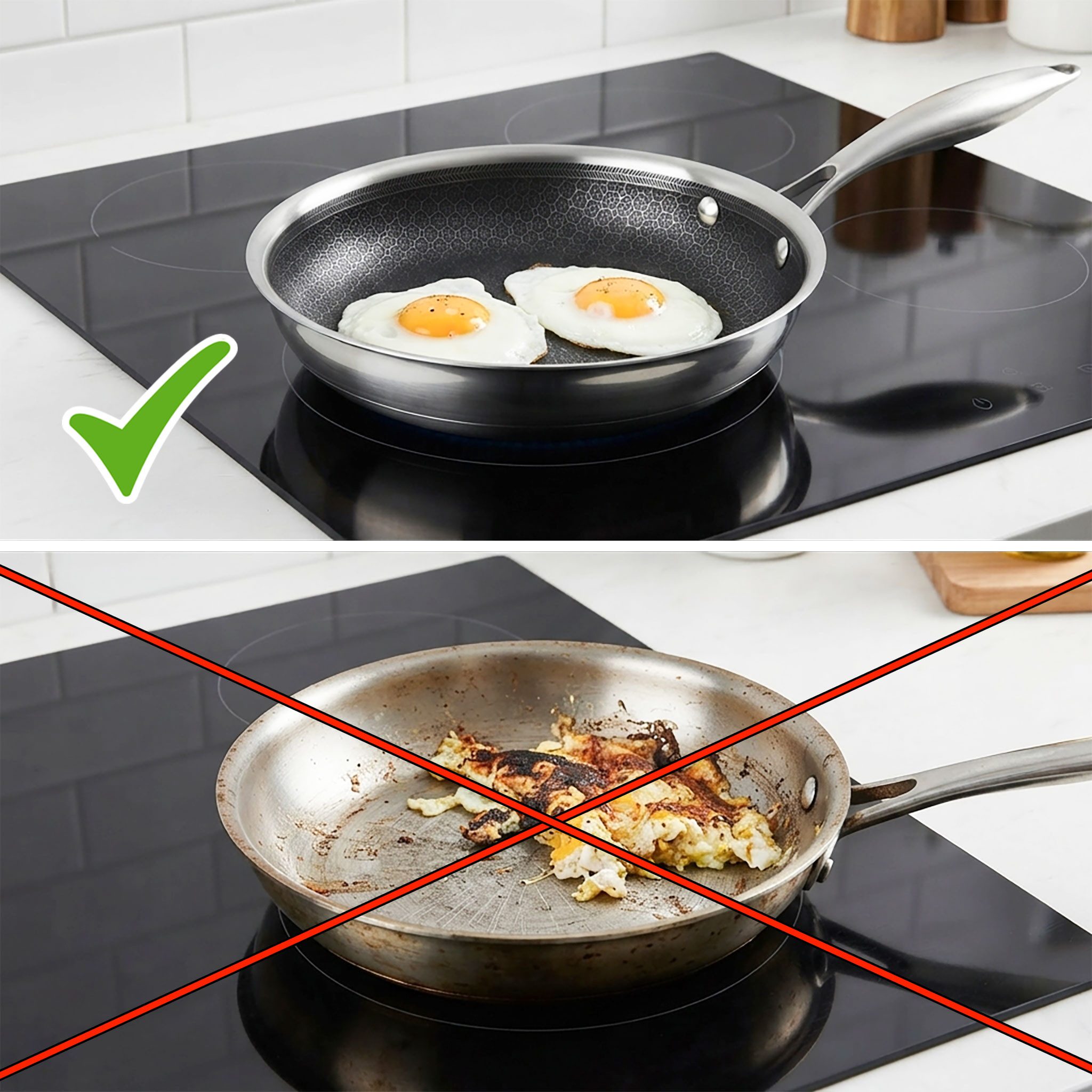 Spetebo Bratpfanne Premium Antihaft Induktion Wabenpfanne, 3-lagiges Mehrschichtmaterial (Keramik Pfanne, Anzahl), Keramische Antihaftbeschichtung ohne PFAS