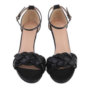 Ital-Design Damen Abendschuhe Party & Clubwear Sandalette Blockabsatz Sandalen & Sandaletten in Schwarz