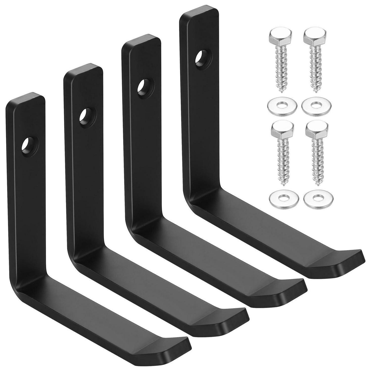 LuxusKollektion Wandgarderobe Wandhaken J-Form Schwerlast Schwarz 4er Set (4 St)