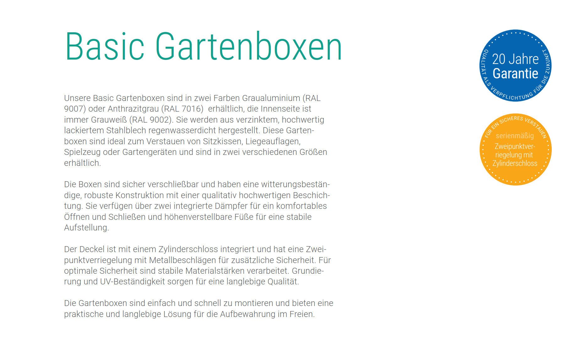 steinau Gartenbox Hochwertige Gartenbox aus Stahlblech - Regenwasserdicht - Abschließbar, Stahlblech, wasserdicht, abschließbar, höhenverstellbare Füße