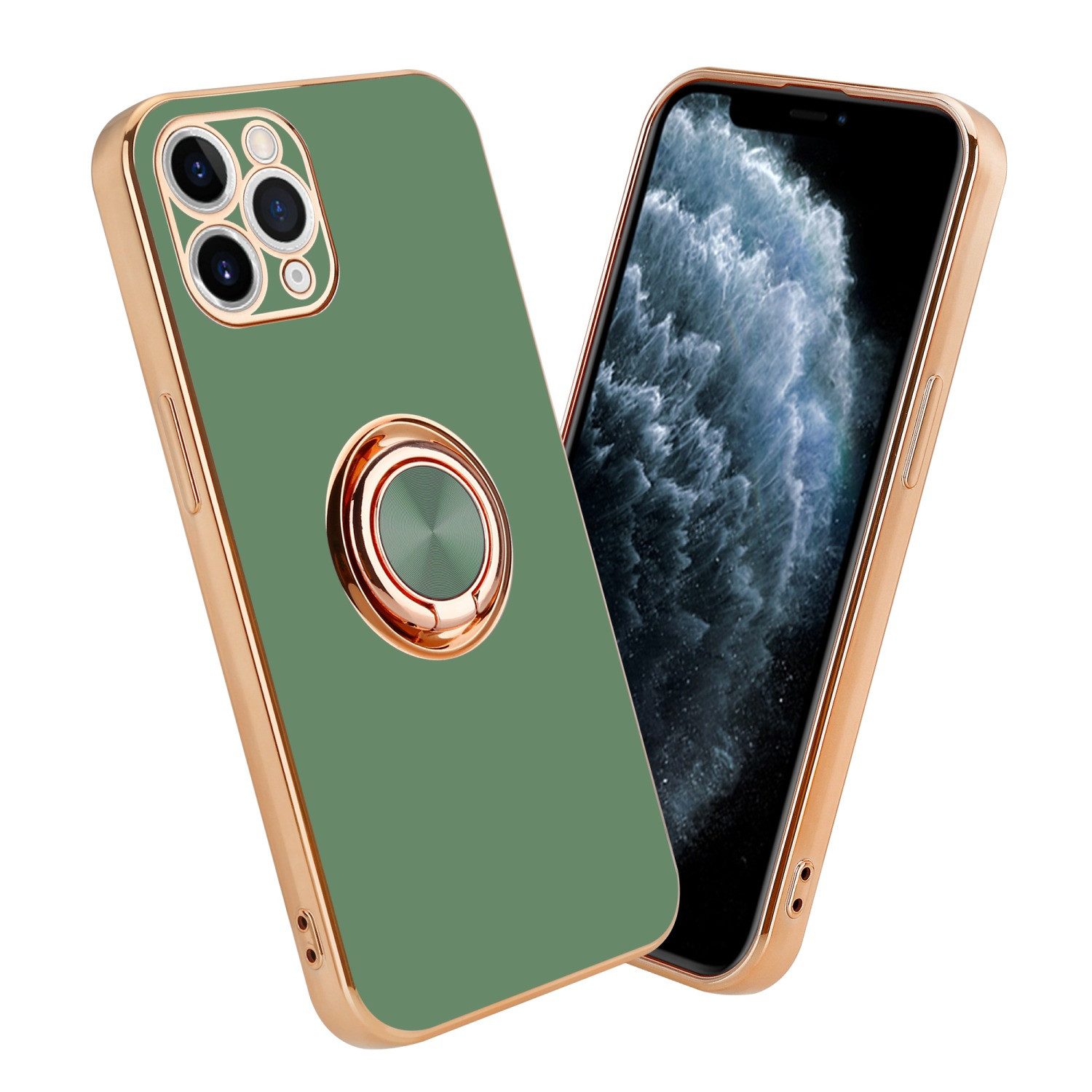 Cadorabo Handyhülle für iPhone 11 PRO Hülle Apple iPhone 11 PRO, Schutzhülle - TPU Silikon Hülle - mit Kameraschutz und Ring