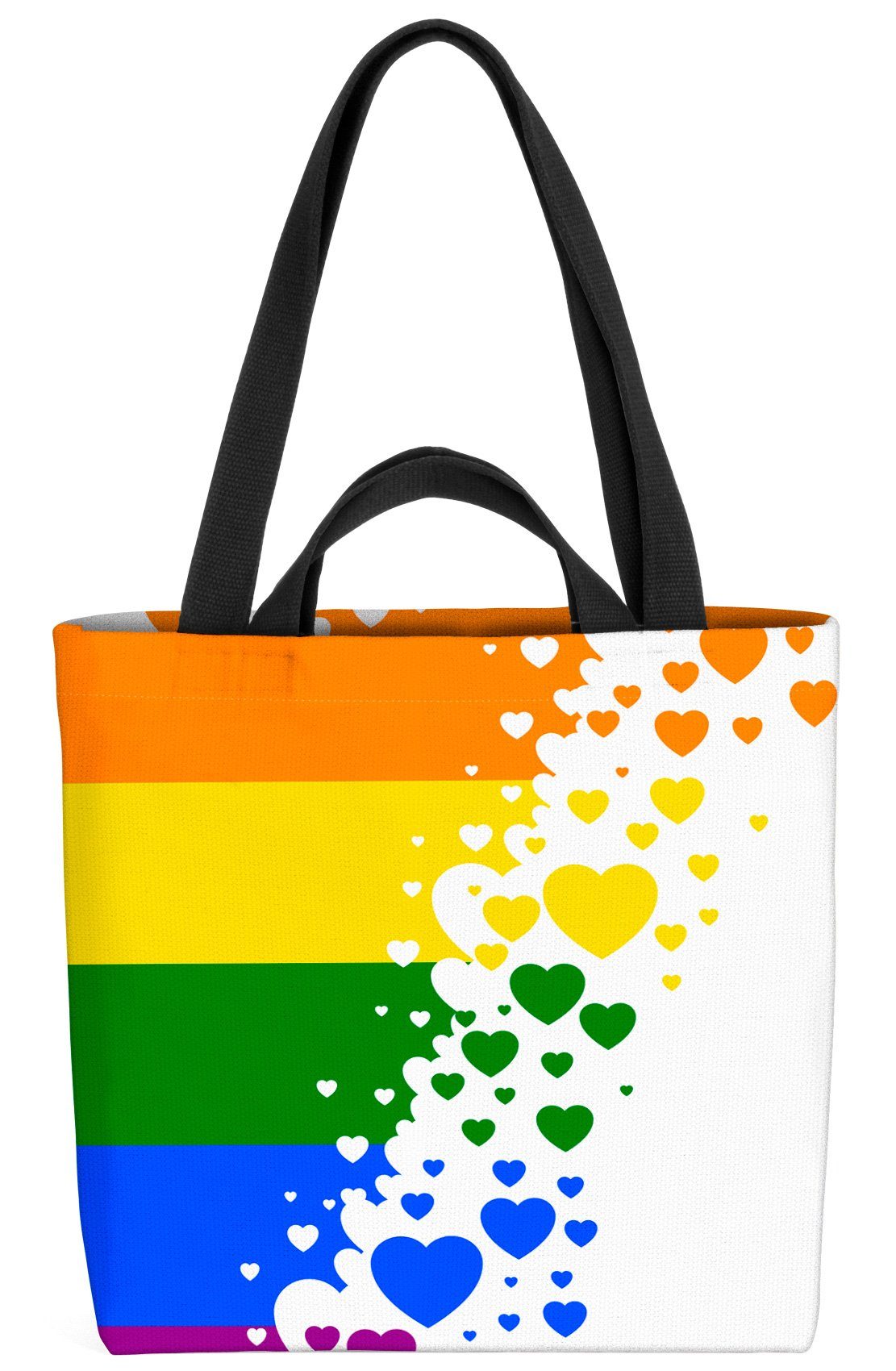 Farben Regenbogen flag VOID pride Gay parade clu Herz Henkeltasche (1-tlg), Herzen bunt Streifen