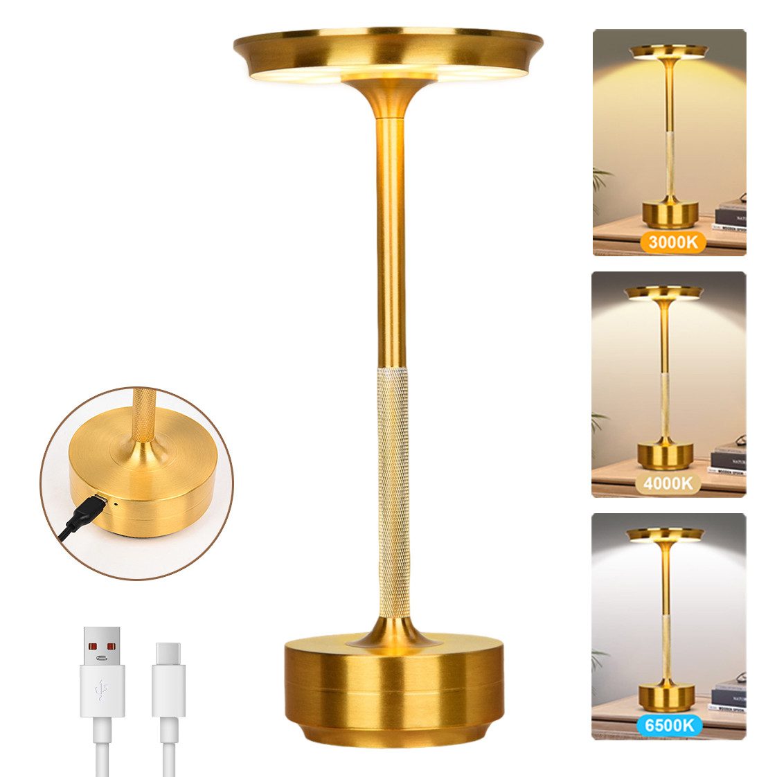 Rosnek LED Tischleuchte Tischlampe Kabellose Dimmbar günstig online kaufen