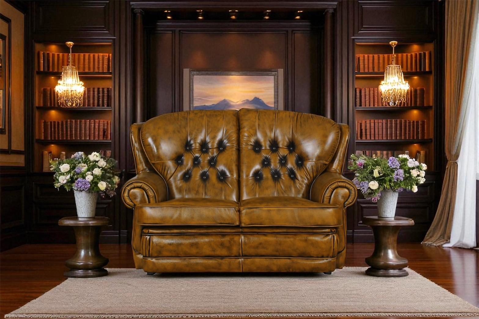 Salottini Chesterfield-Sofa XL Luxus Sofa Chesterfield 2-Sitzer Couch Sting Ledersofa Salottini, 1 Teile, Handarbeit