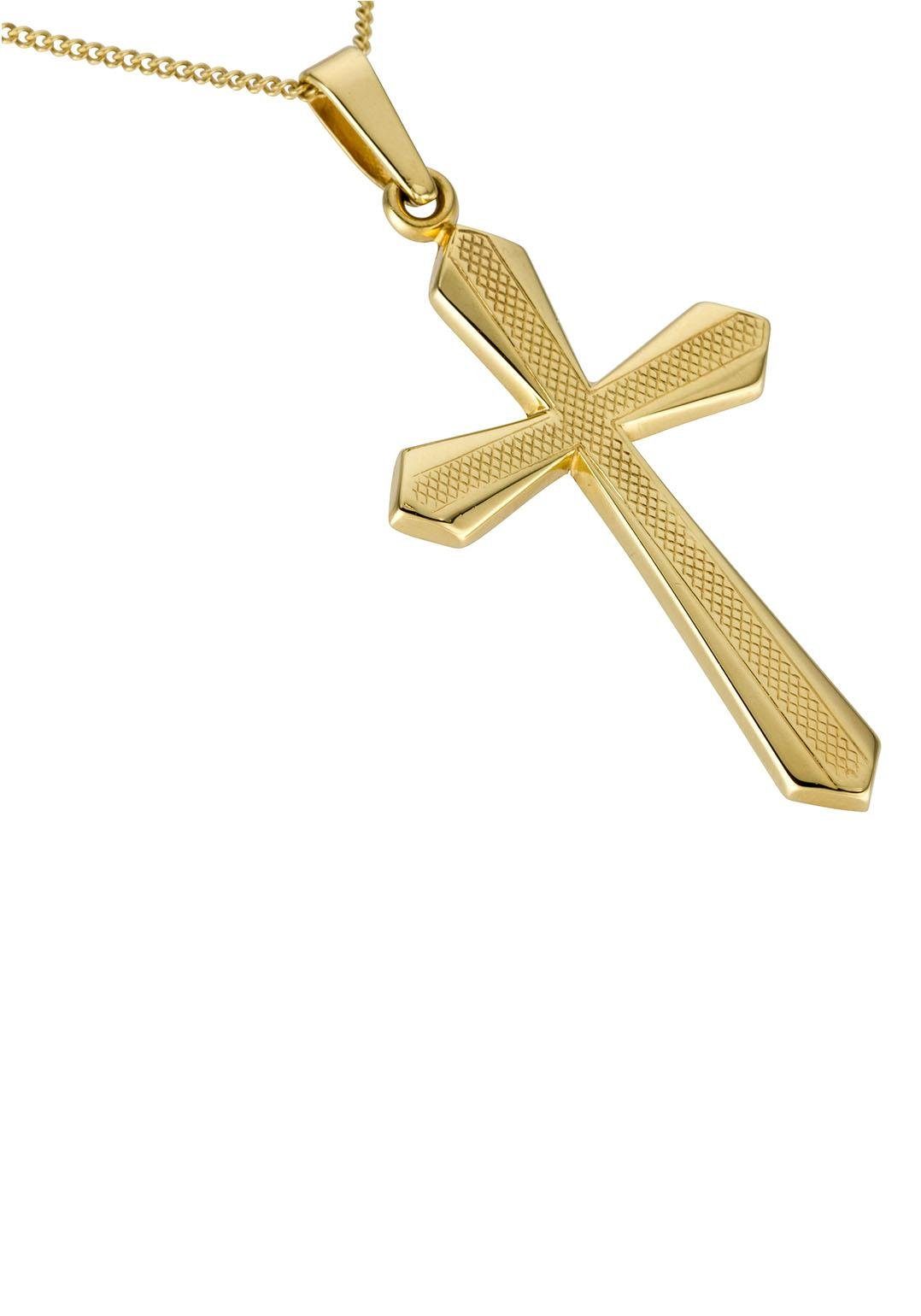 Firetti Kettenanhänger Schmuck Geschenk Gold 333 Halsschmuck Anhänger für Halskette  Kreuz, zu Kleid, Shirt, Jeans, Sneaker! Anlass Geburtstag Weihnachten,  Accessoire, ein bedeutungsvoller Kreuzanhänger