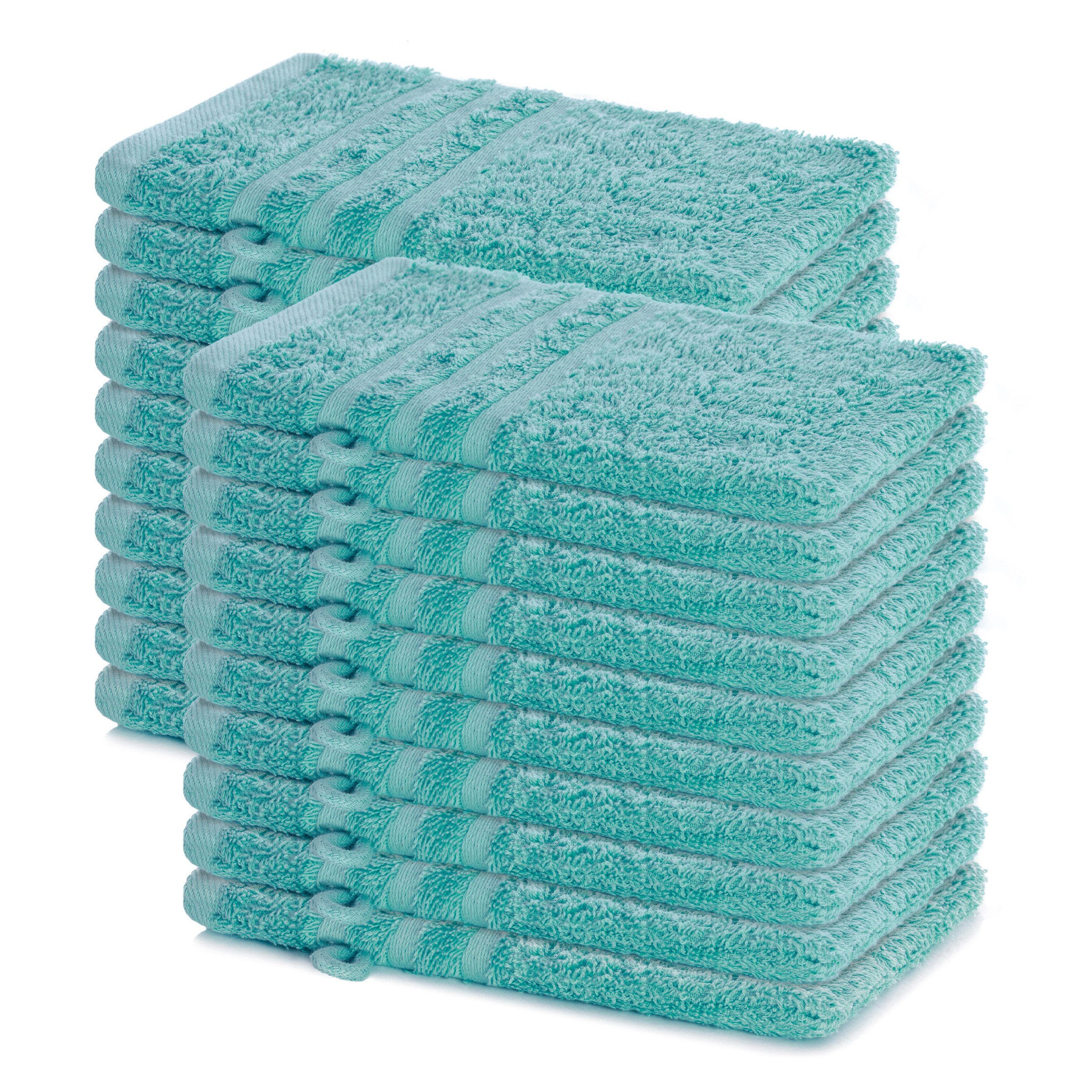 Lavea Waschhandschuh 20er Set Waschhandschuhe, 15 x 21 cm, Elena-Frottierserie, Waschlappen, (20-St), 500 g/m² Frottier, weich & saugstark, pflegeleicht
