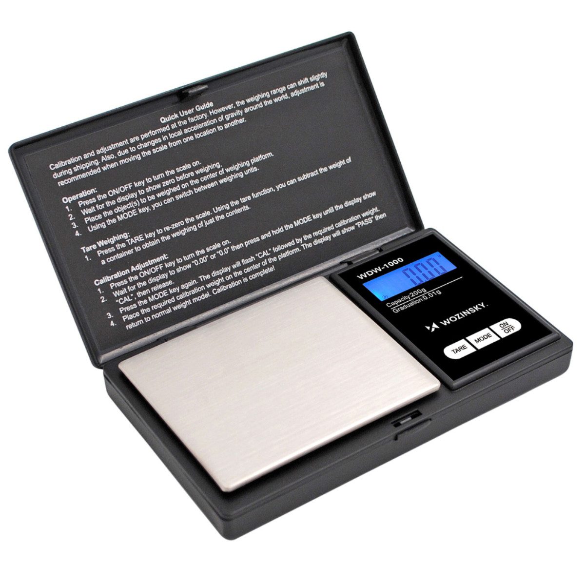 Wozinsky Feinwaage WDW-1000, 0,01 g Präzision mit LCD Beleuchtung
