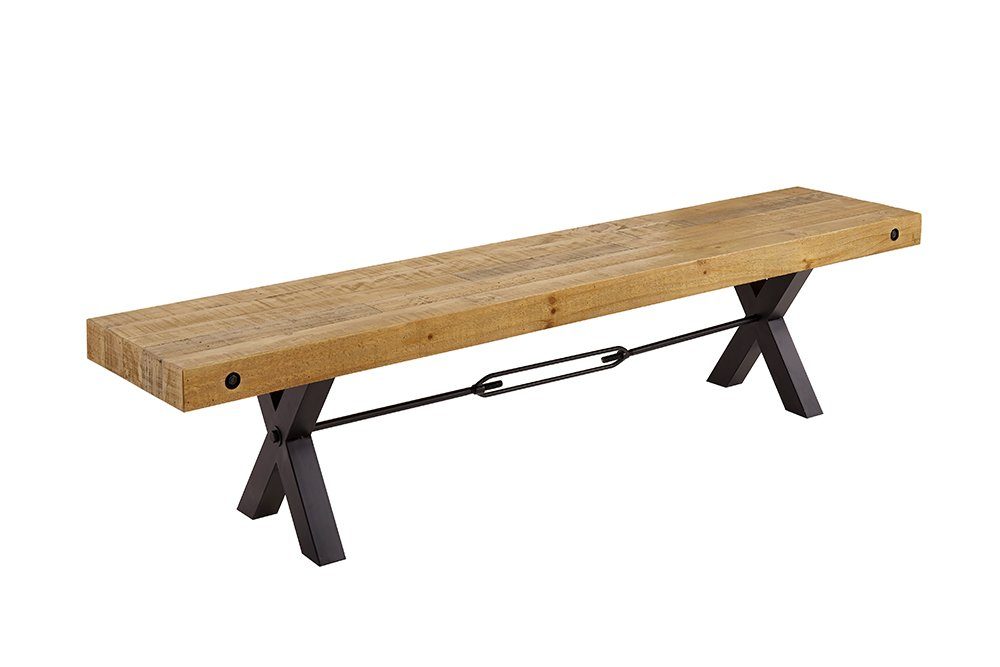 riess-ambiente Sitzbank THOR 200cm vintage braun / schwarz (Einzelartikel, 1-St), Esszimmer · Massivholz · Metall · Industrial Design