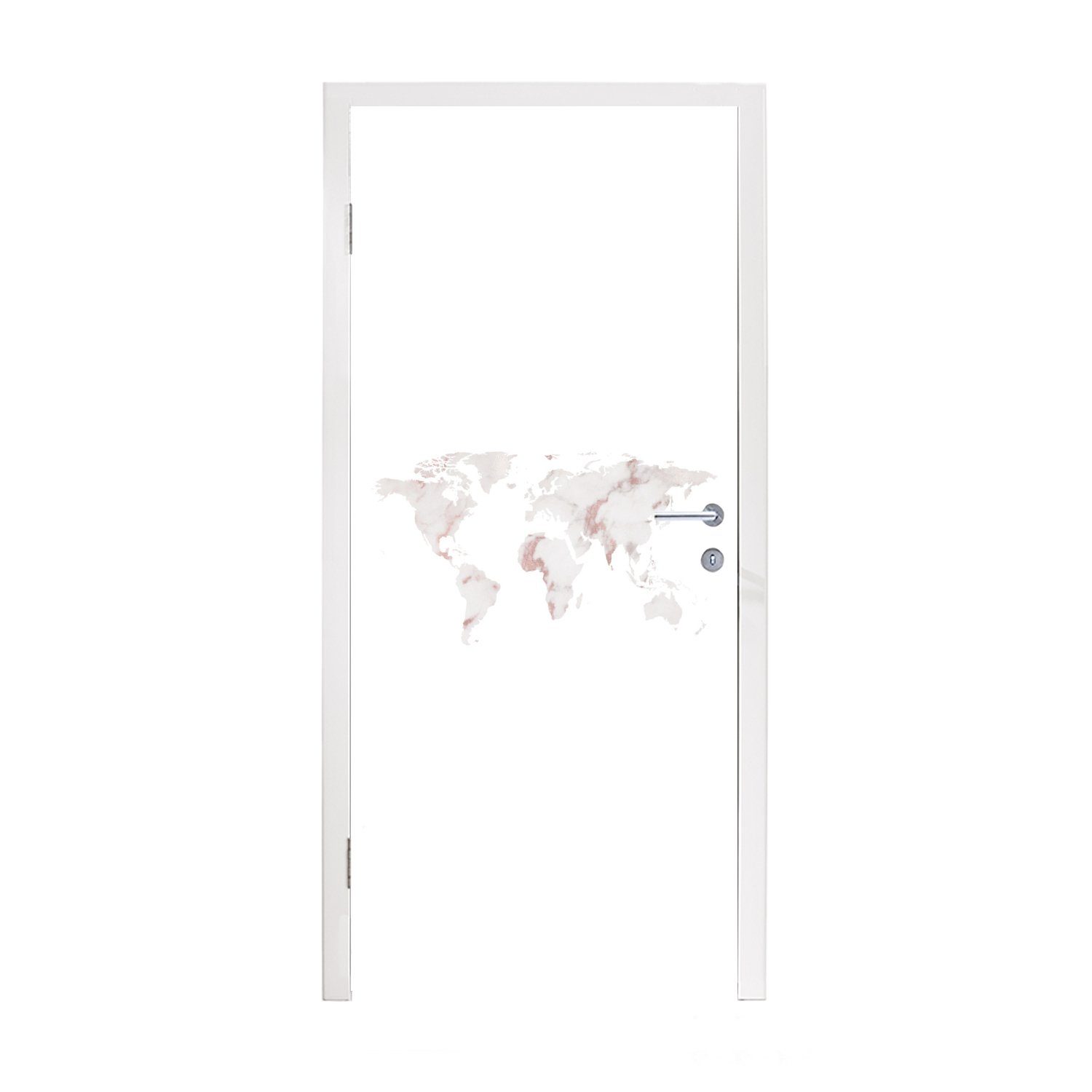 MuchoWow Türtapete Weltkarte - Marmor - Karte, Matt, bedruckt, (1 St), Fototapete für Tür, Türaufkleber, 75x205 cm
