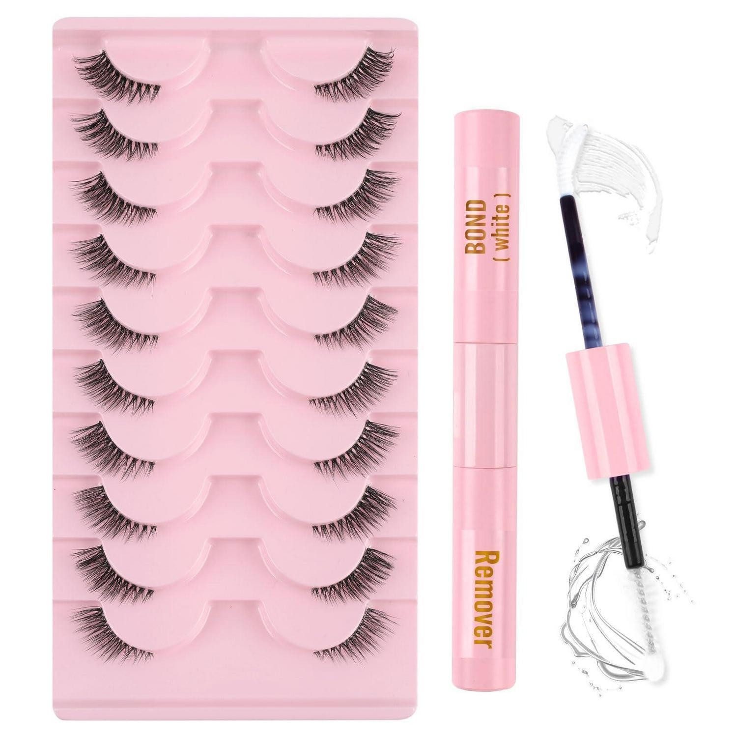 LuxusKollektion Bandwimpern Halbe Wimpern Set Katzenauge Wispy 10 Paar Klar