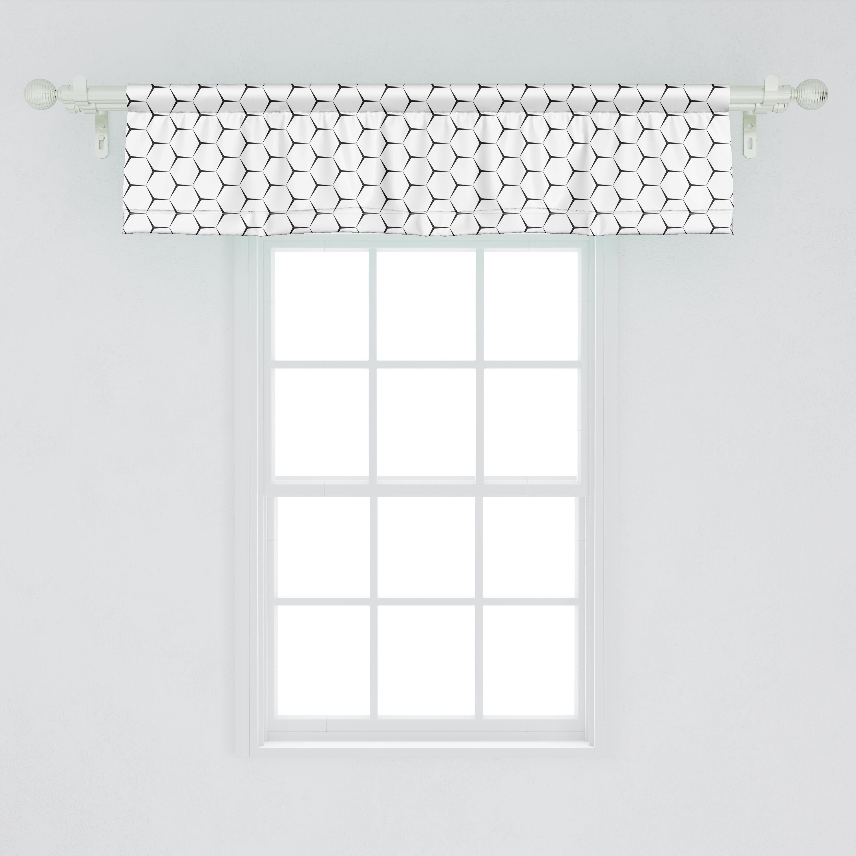 Bienenwaben Modern Schlafzimmer Küche Hexagons Vorhang Wie Abakuhaus, mit für Stangentasche, Microfaser, Scheibengardine Dekor Volant