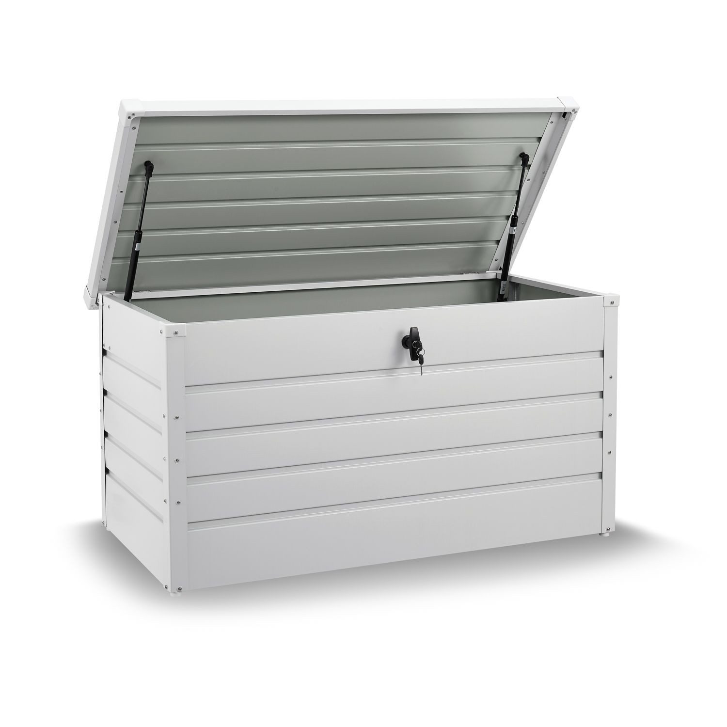 Juskys Gartenbox Limani, einfacher Aufbau, zeitlose Optik, Hubautomatik-Deckel