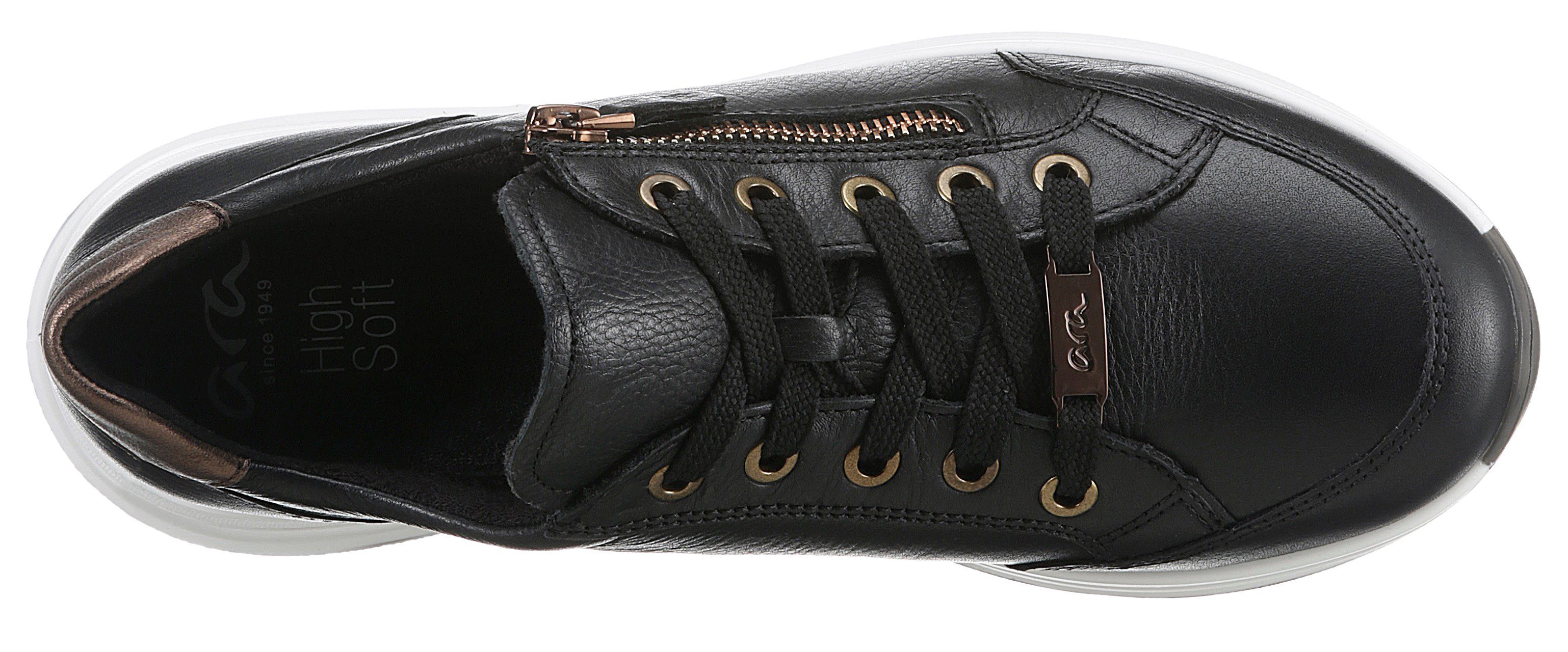 Ara OSAKA Sneaker = Komfortweite schwarz-bronzefarben in weit H sehr