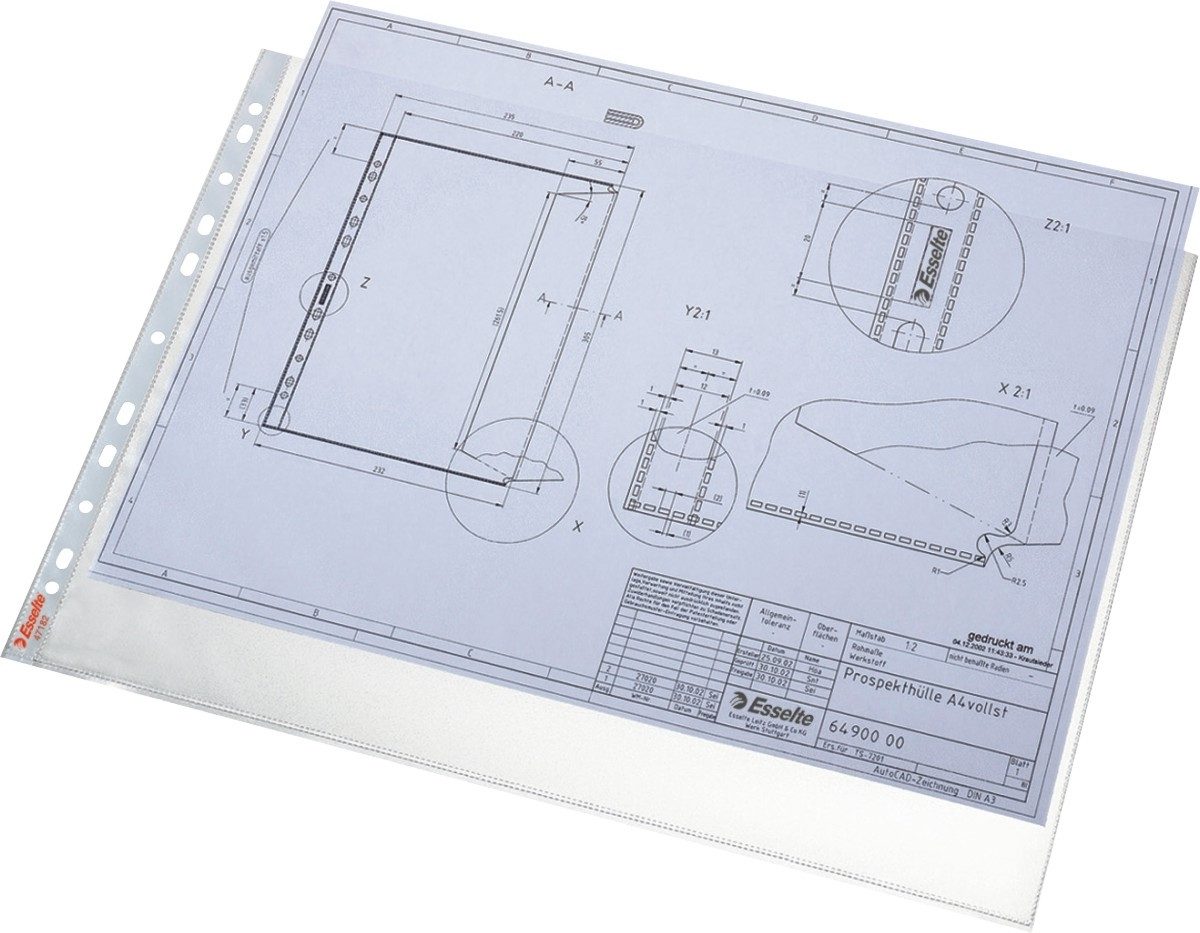 ESSELTE Prospekthülle Prospekthüllen A3 quer 90my PP genarbt VE=50 Stück