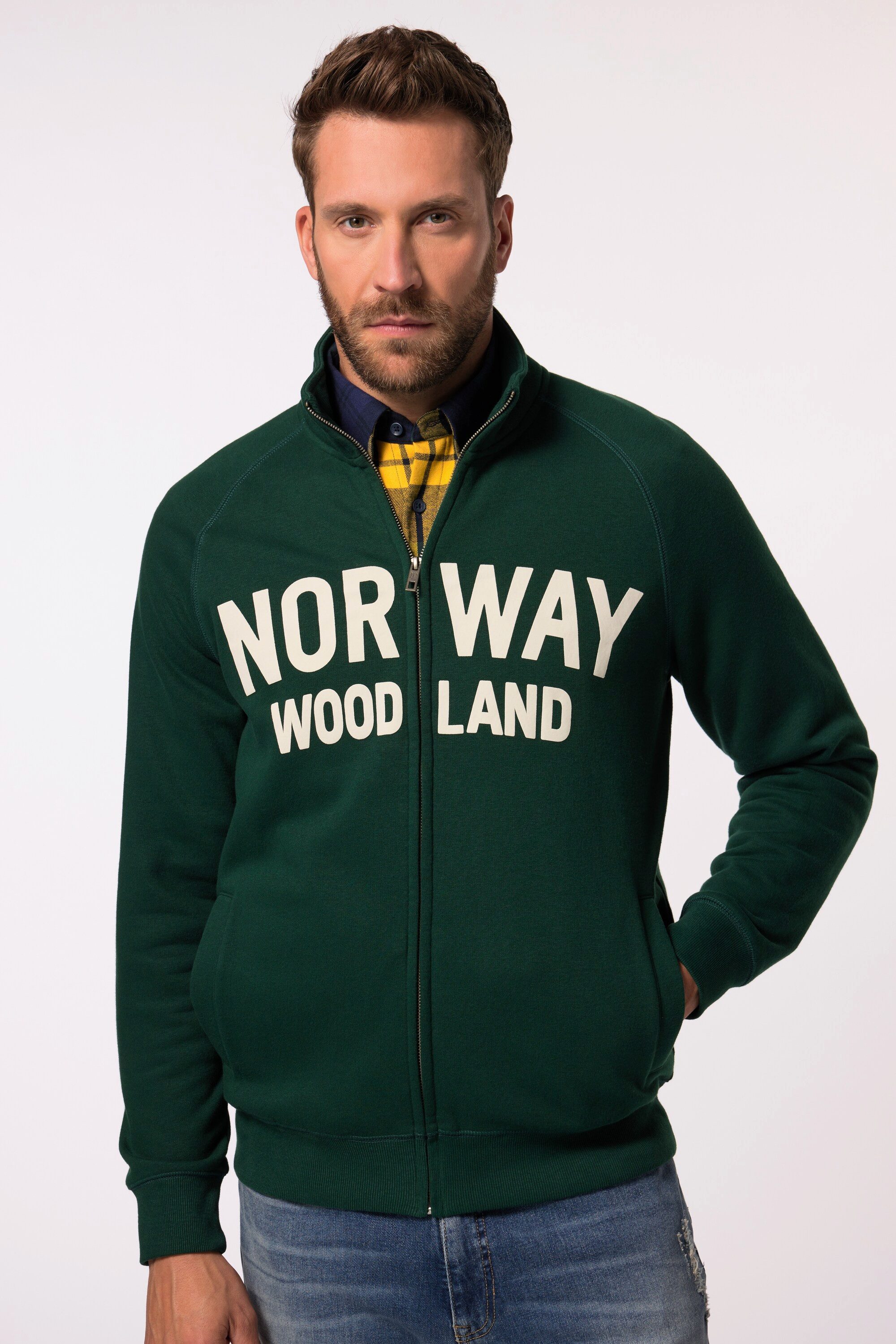 Fleecejacke Sweatjacke Stehkragen Print