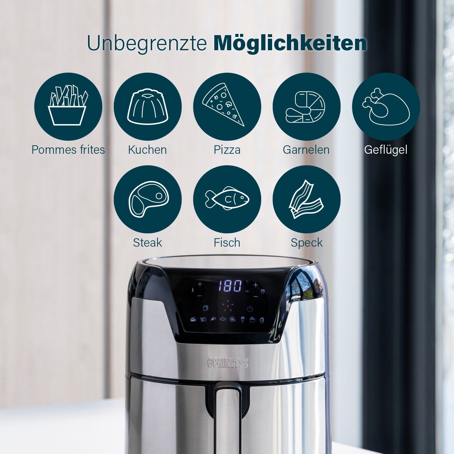 PRINCESS Heißluftfritteuse 182026, 1500 W