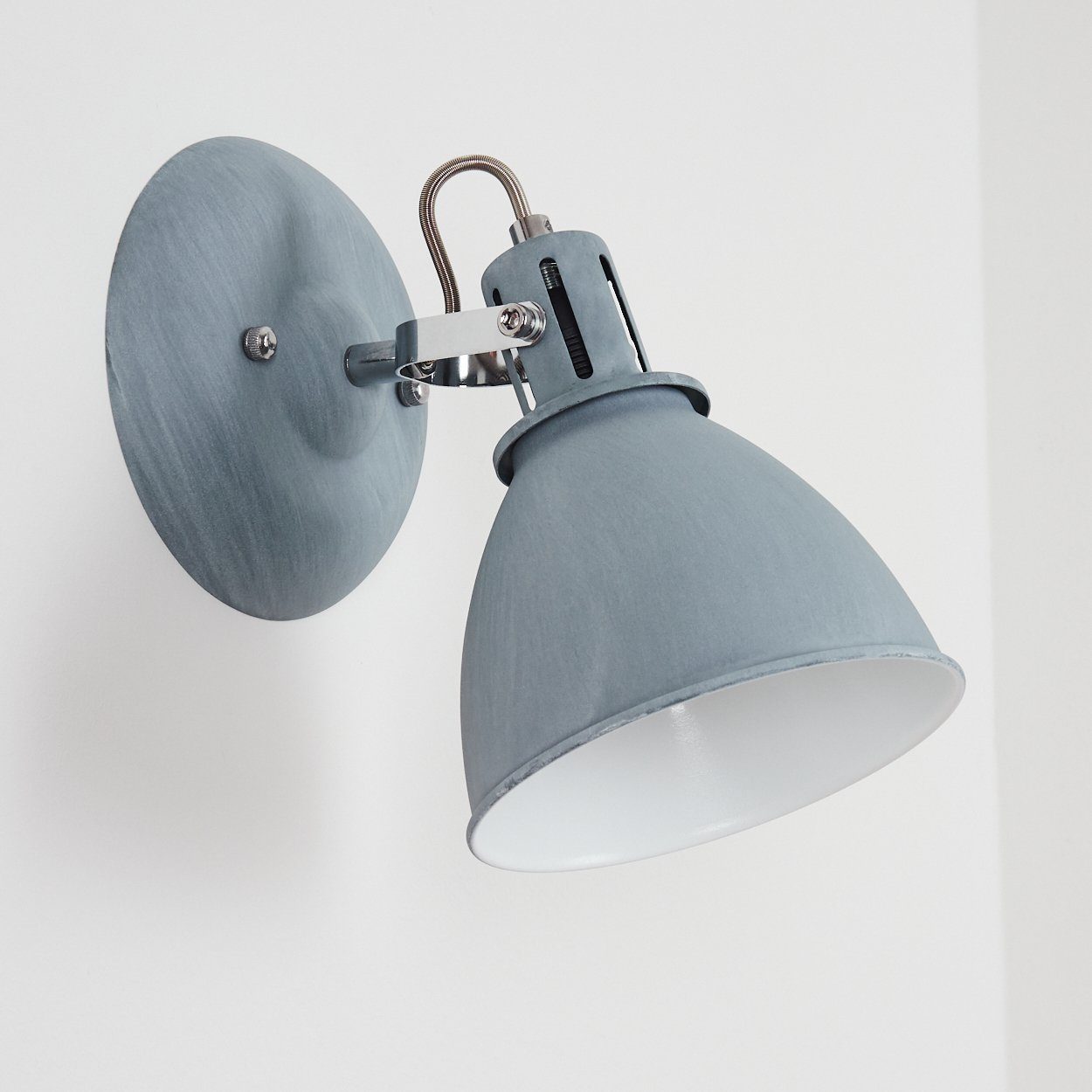 hofstein »Orroli« verstellbarem Wandleuchte aus Lampenschirm, Grau-Blau/Weiß, 1xE14, 40 mit Leuchtmittel, Retro-Design in Wandlampe Metall ohne Watt,